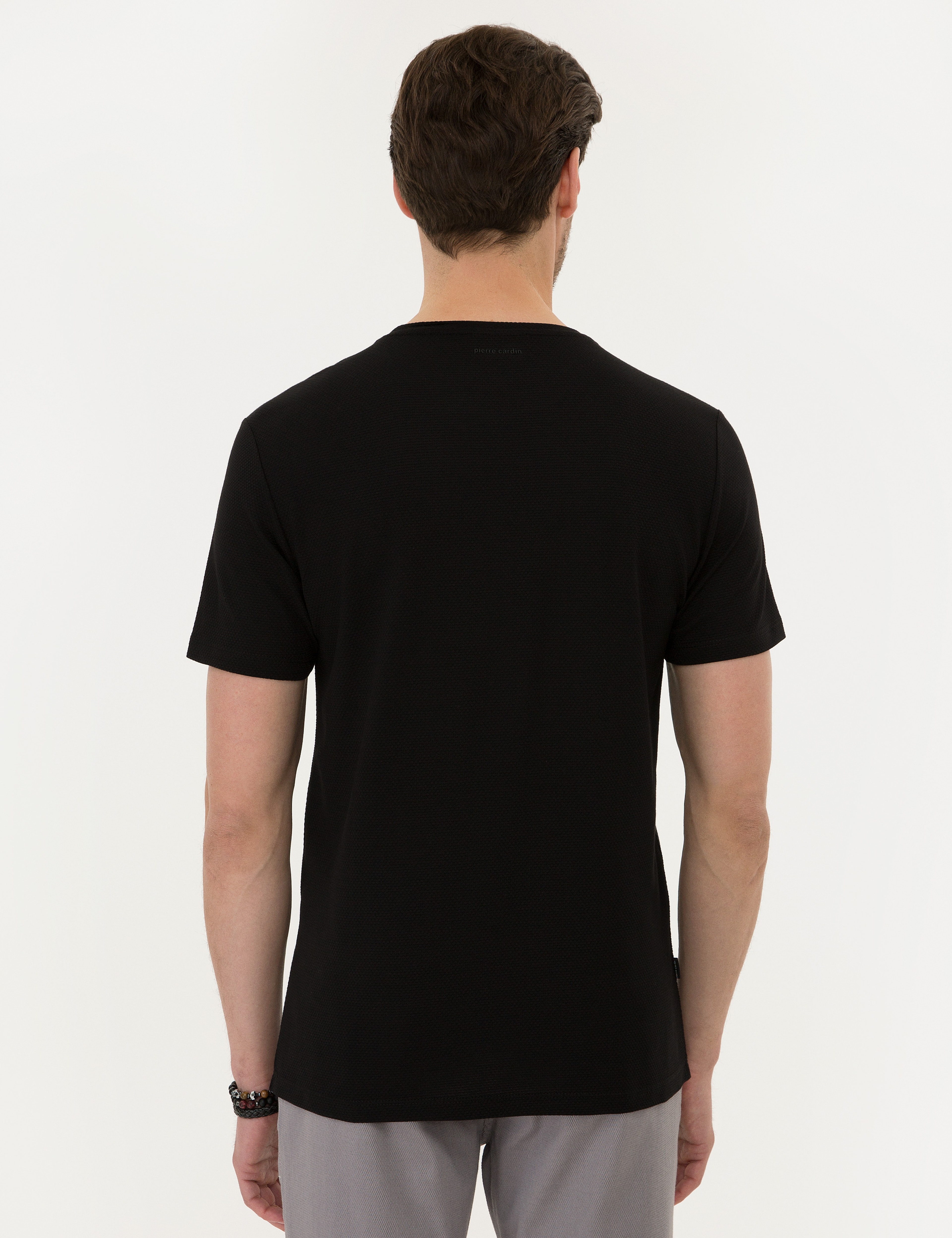 Siyah Slim Fit Bisiklet Yaka Tişört - Image 3
