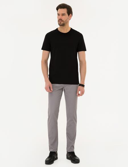 Siyah Slim Fit Bisiklet Yaka Tişört - 50218553016