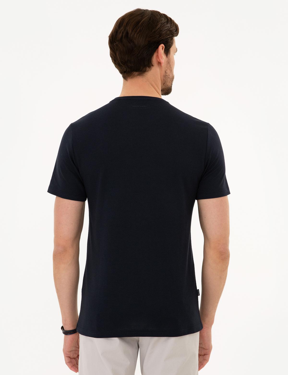 Koyu Lacivert Slim Fit Bisiklet Yaka Tişört - 50218553043