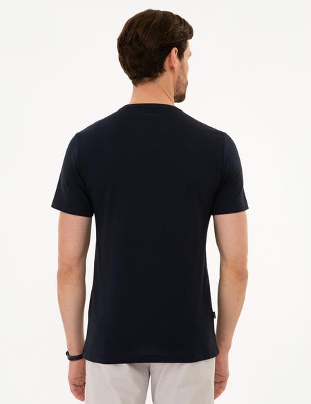 Koyu Lacivert Slim Fit Bisiklet Yaka Tişört - 50218553043