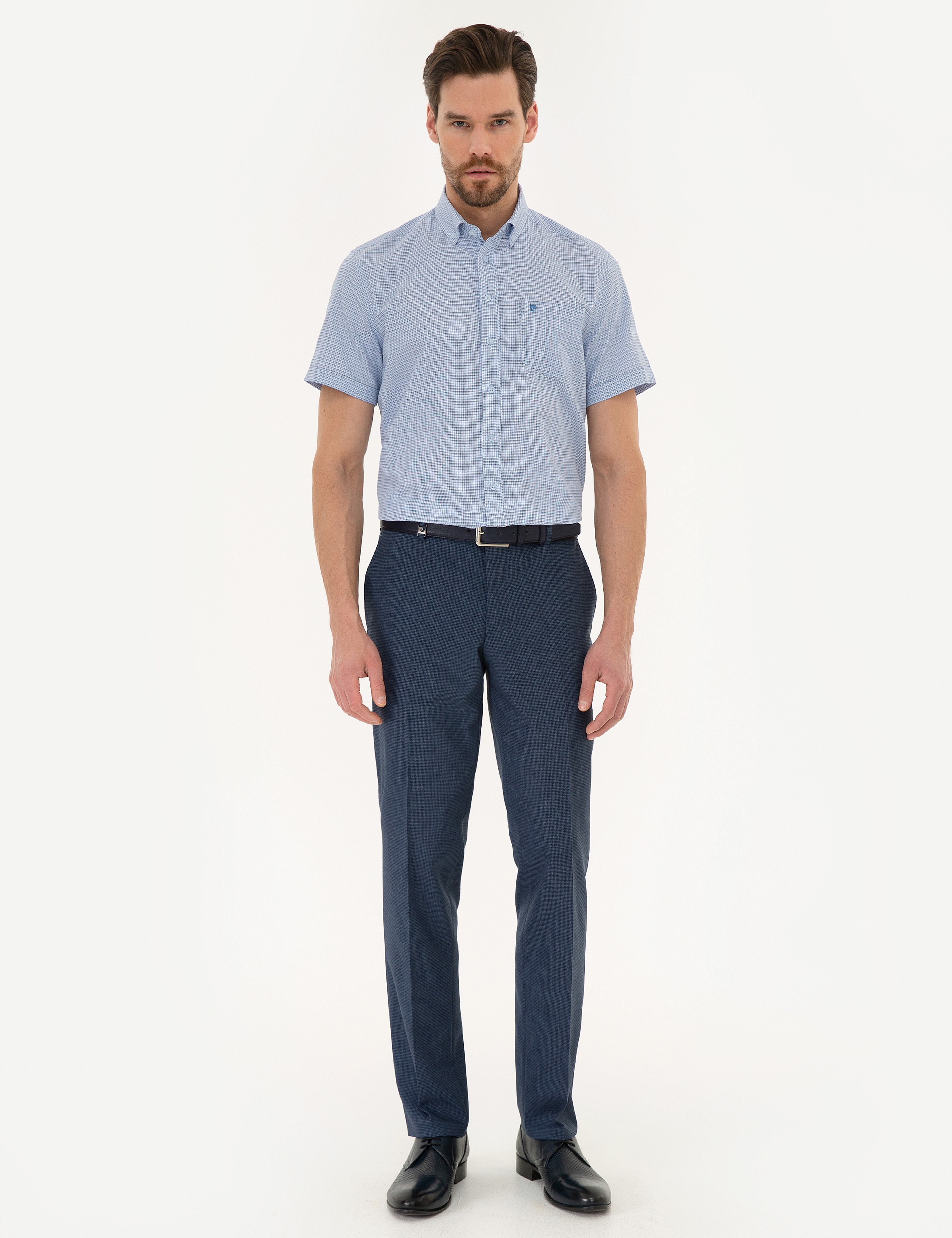 Mavi Slim Fit Kısa Kollu Gömlek - Image 4