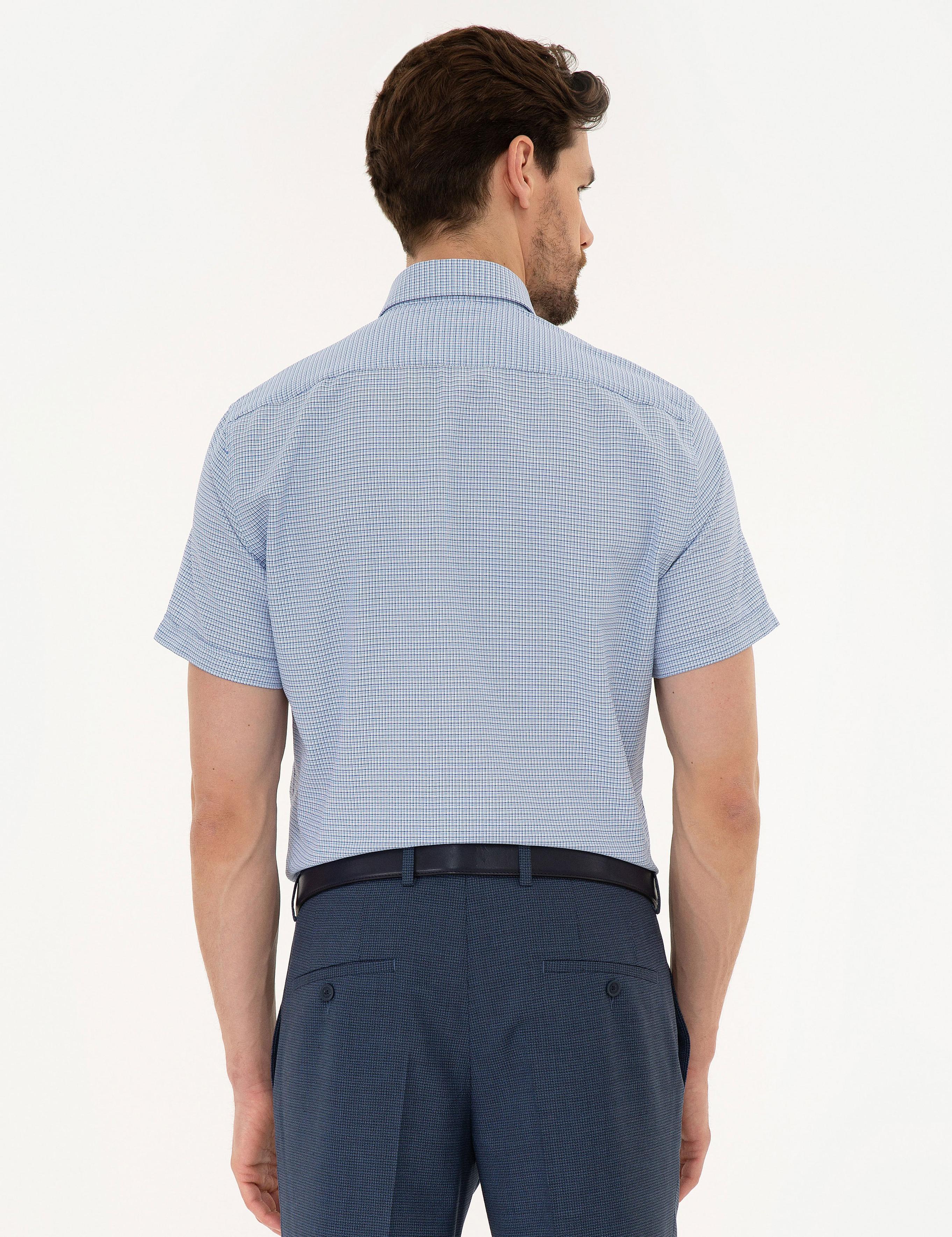 Mavi Slim Fit Kısa Kollu Gömlek