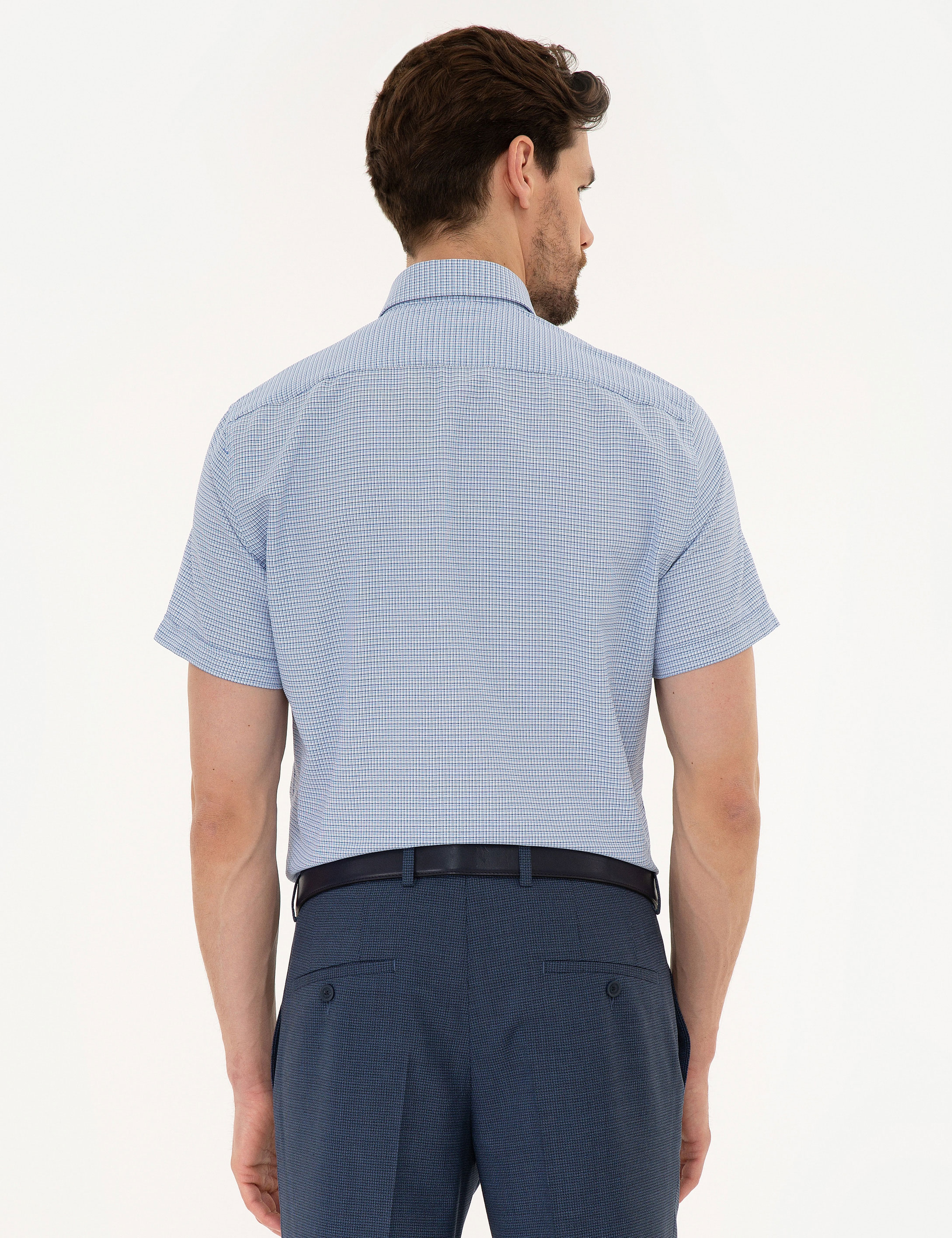 Mavi Slim Fit Kısa Kollu Gömlek
