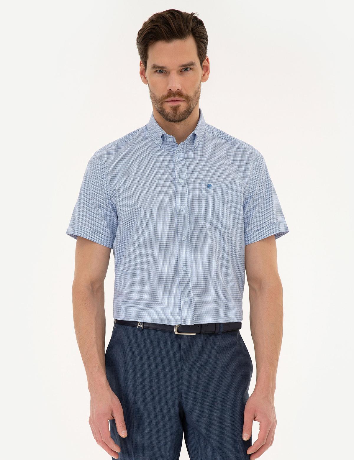 Mavi Slim Fit Kısa Kollu Gömlek