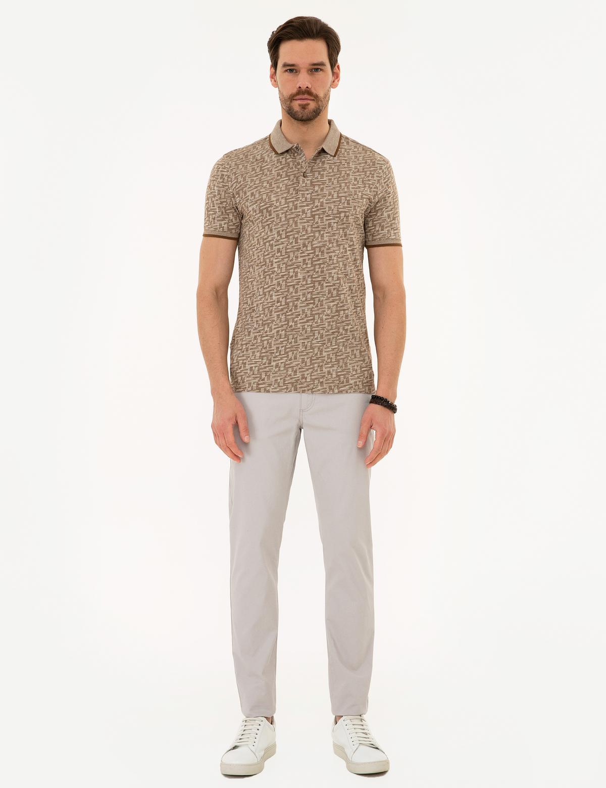 Kahverengi Slim Fit Polo Yaka Tişört - 50218529061