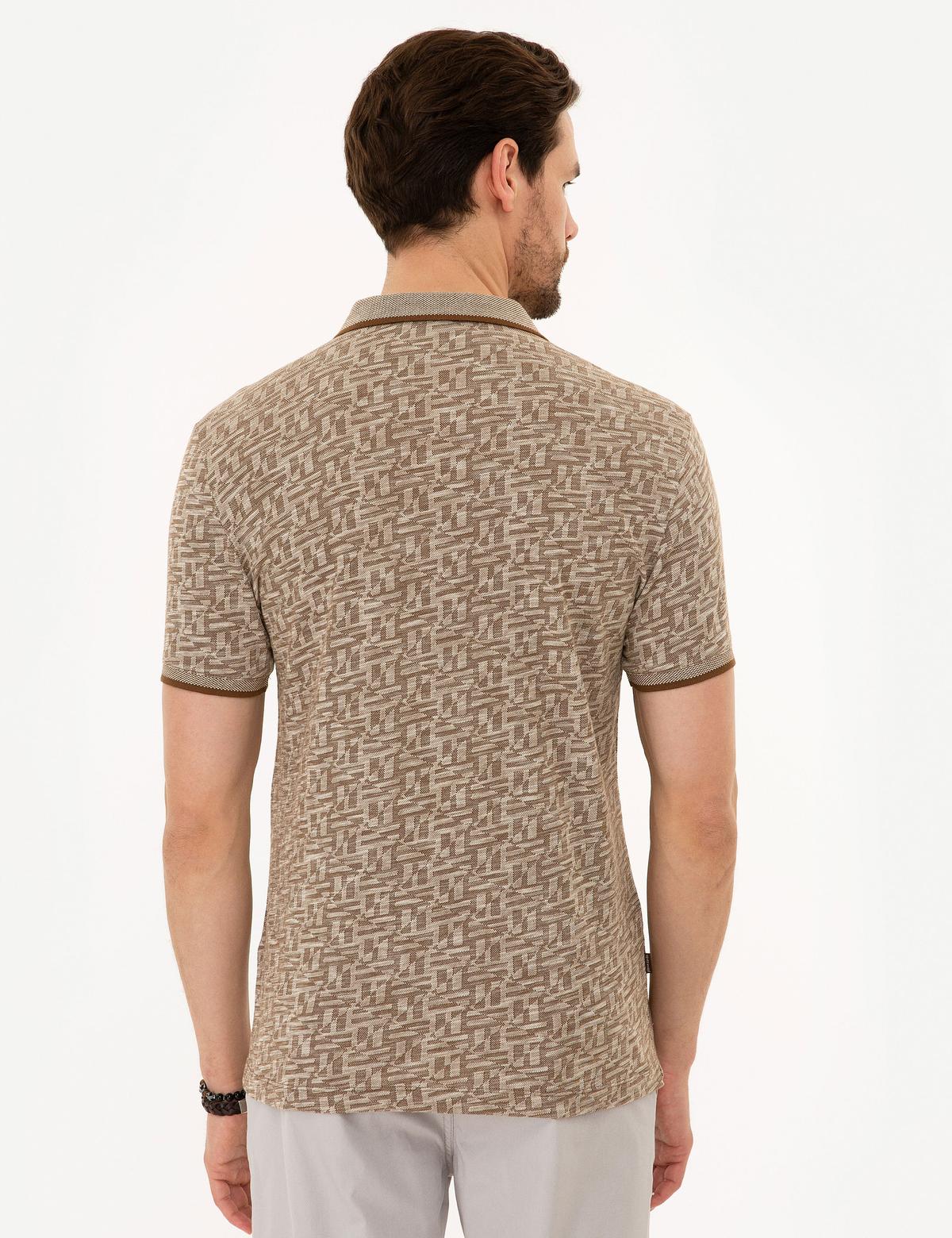 Kahverengi Slim Fit Polo Yaka Tişört - 50218529061