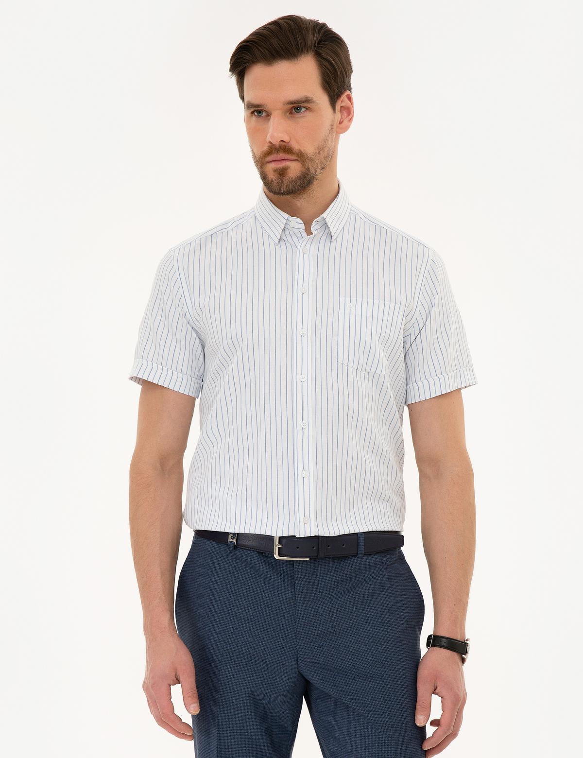 Beyaz Regular Fit Kısa Kollu Gömlek