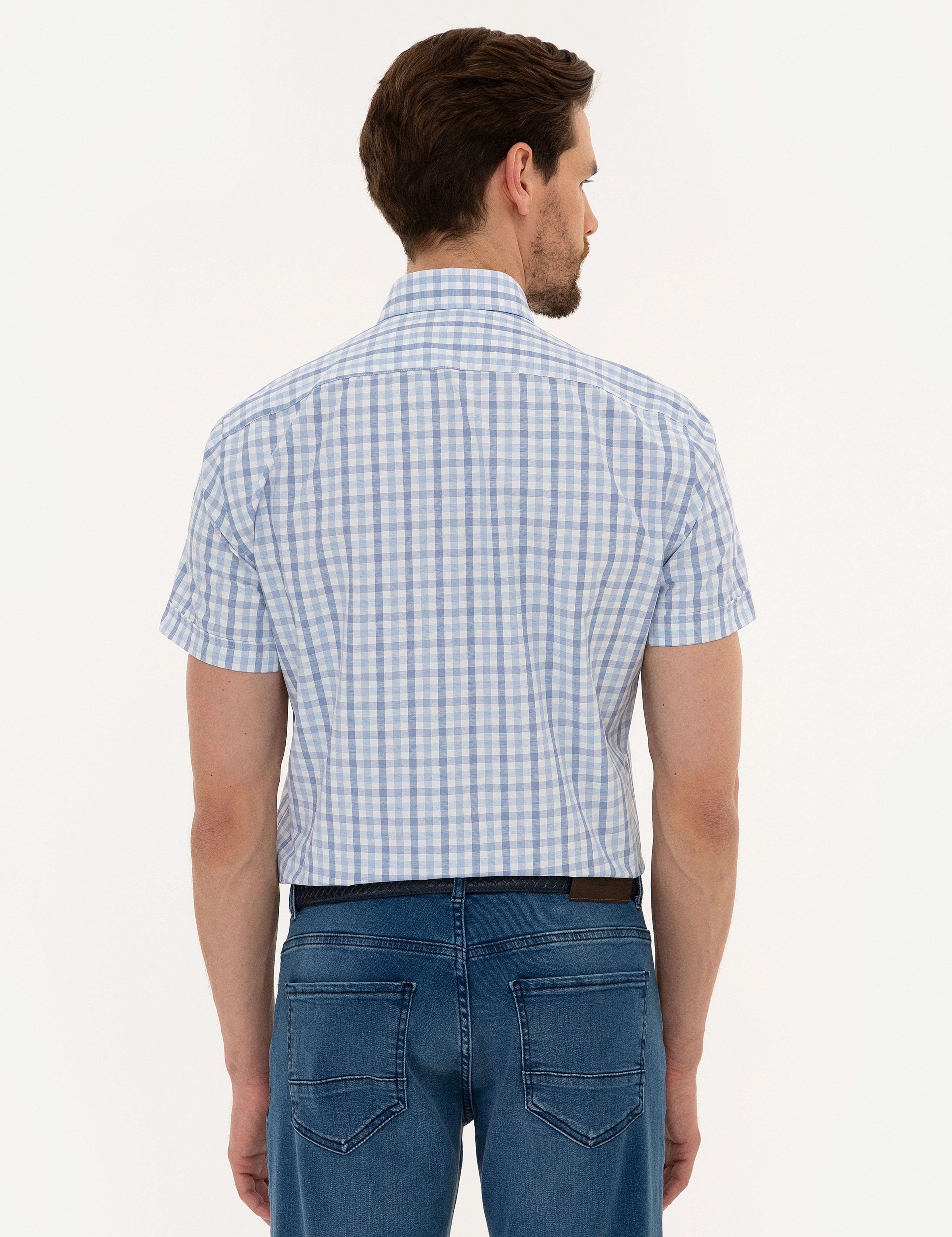 Açık Mavi Regular Fit Kısa Kollu Gömlek - Image 3