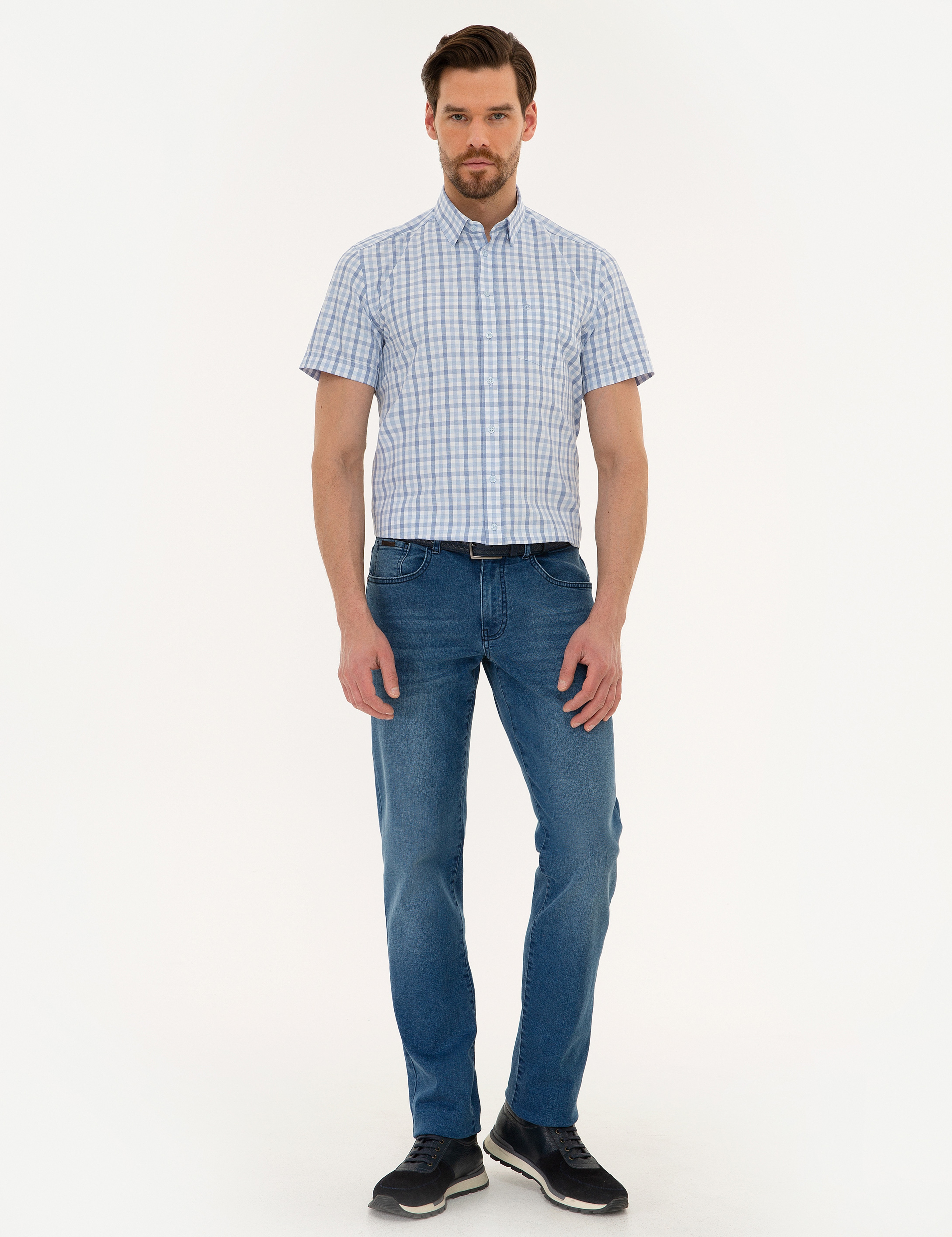 Açık Mavi Regular Fit Kısa Kollu Gömlek - Image 4