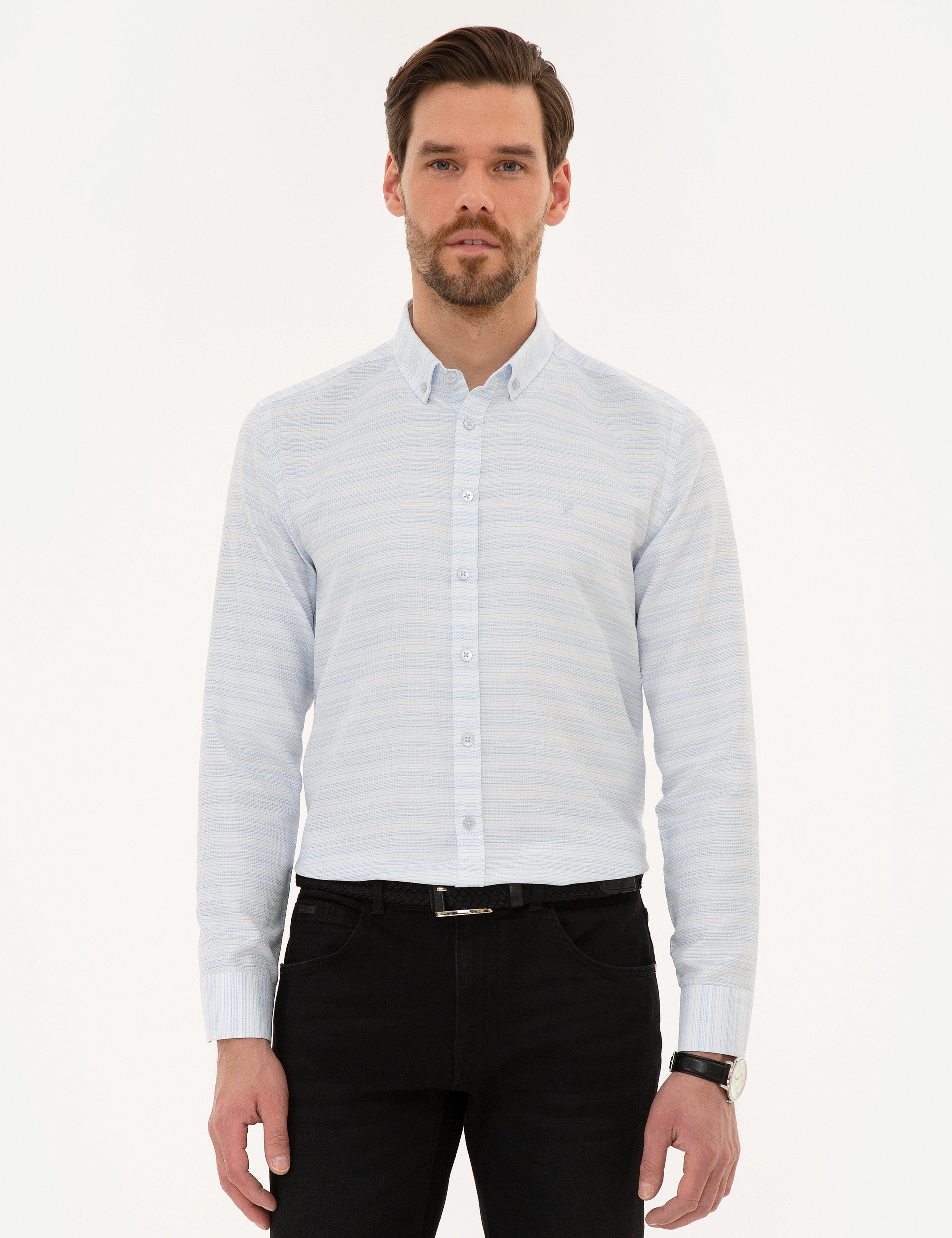 Açık Mavi Slim Fit Gömlek - Image 2