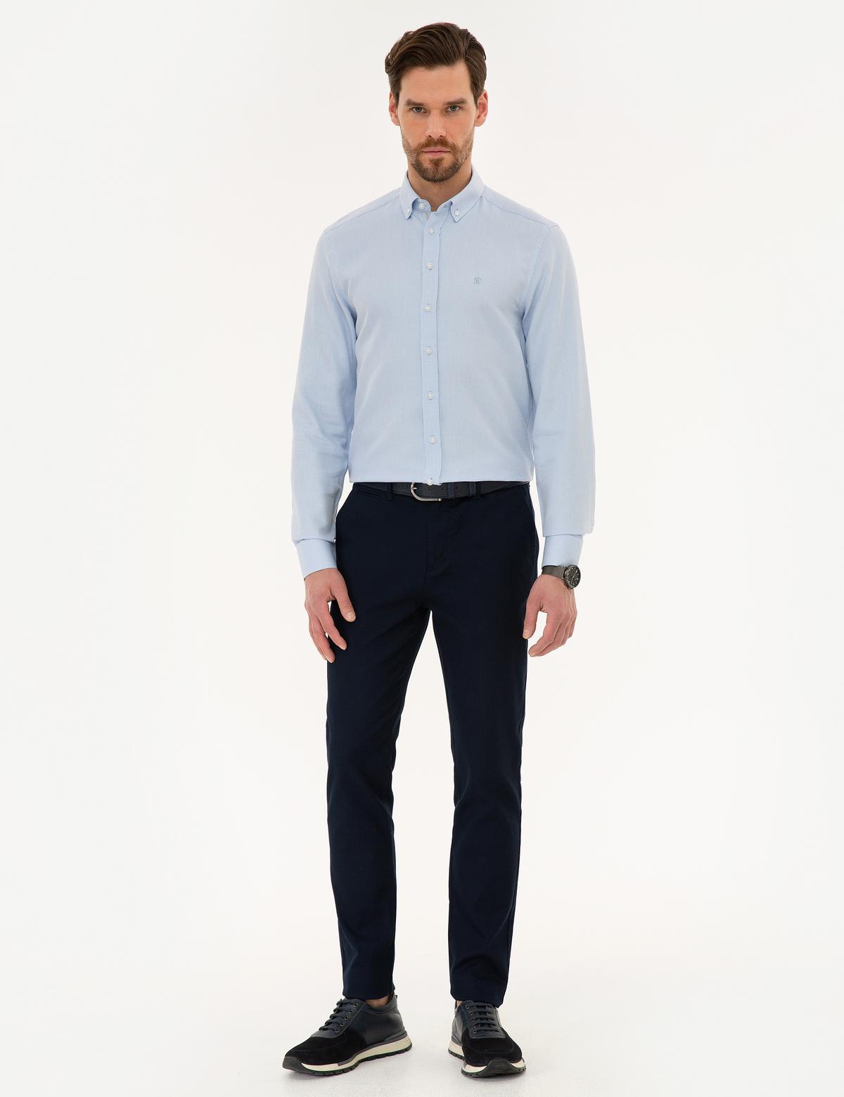 Açık Mavi Slim Fit Oxford Gömlek - 50220193022