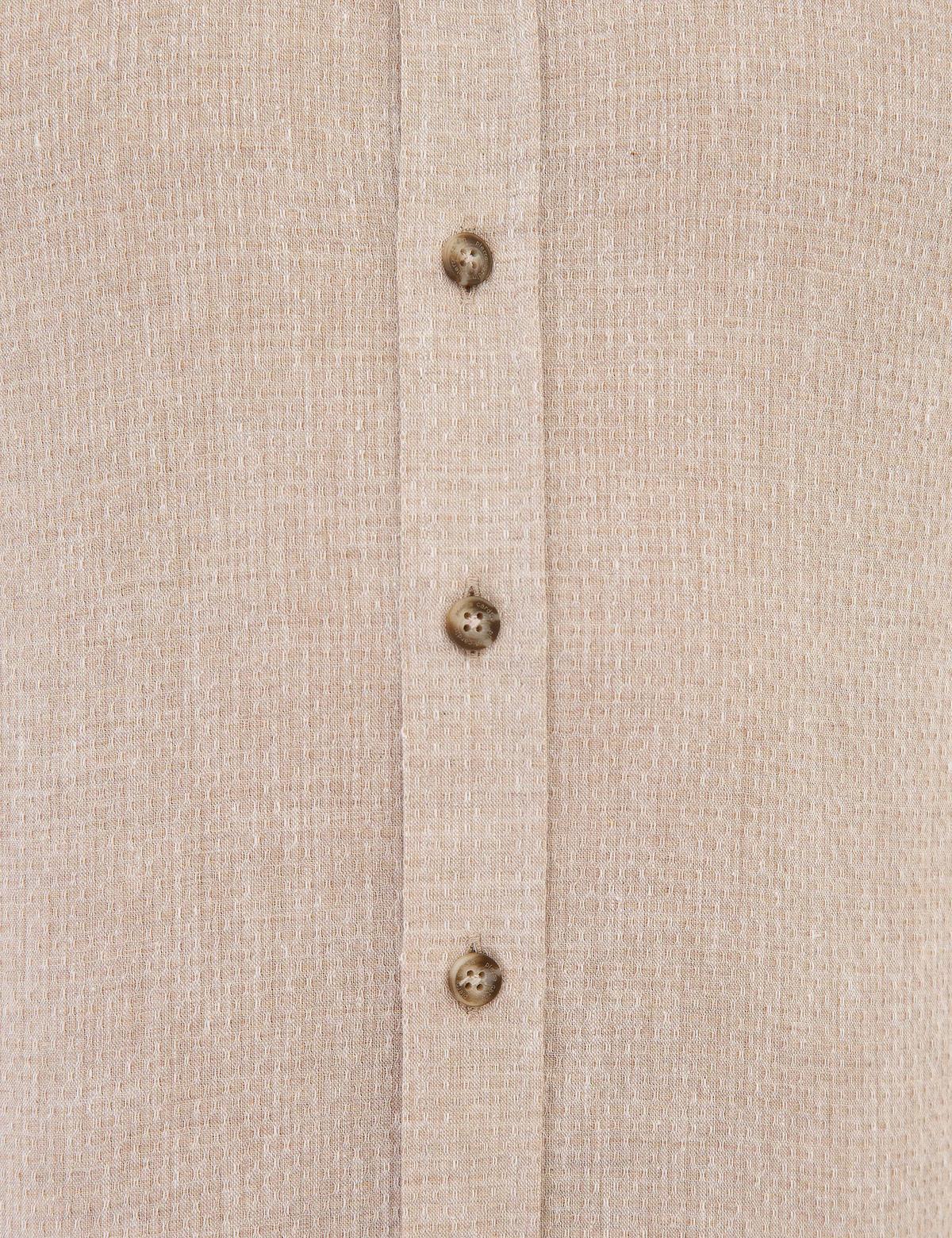 Bej Regular Fit Keten Karışımlı Gömlek - 50220195006