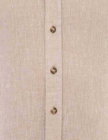 Bej Regular Fit Keten Karışımlı Gömlek - 50220195006
