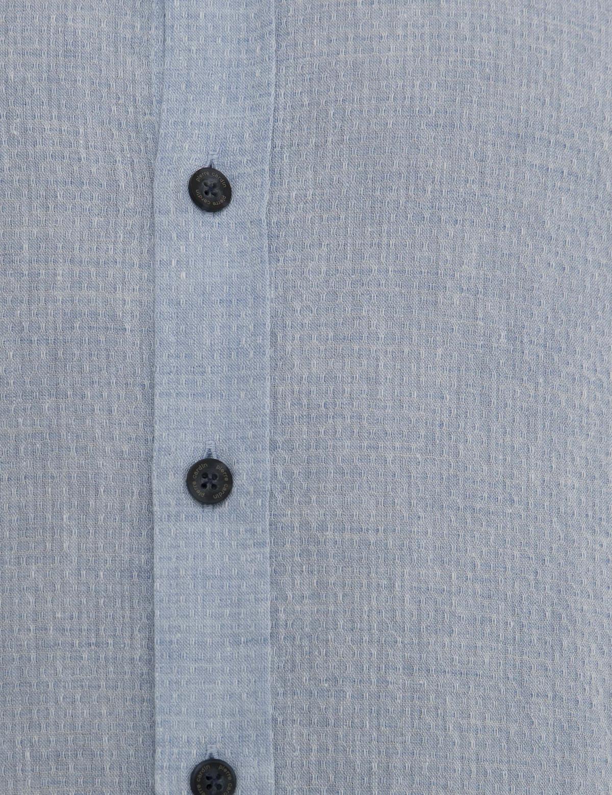 Açık Mavi Regular Fit Keten Karışımlı Gömlek - 50220195015