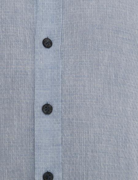 Açık Mavi Regular Fit Keten Karışımlı Gömlek - 50220195015