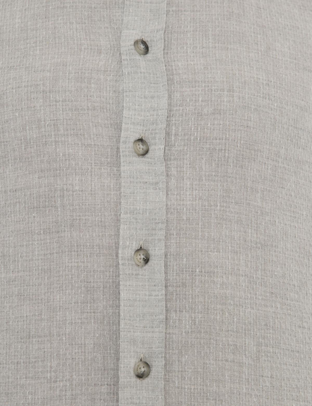 Gri Regular Fit Keten Karışımlı Gömlek - 50220195033