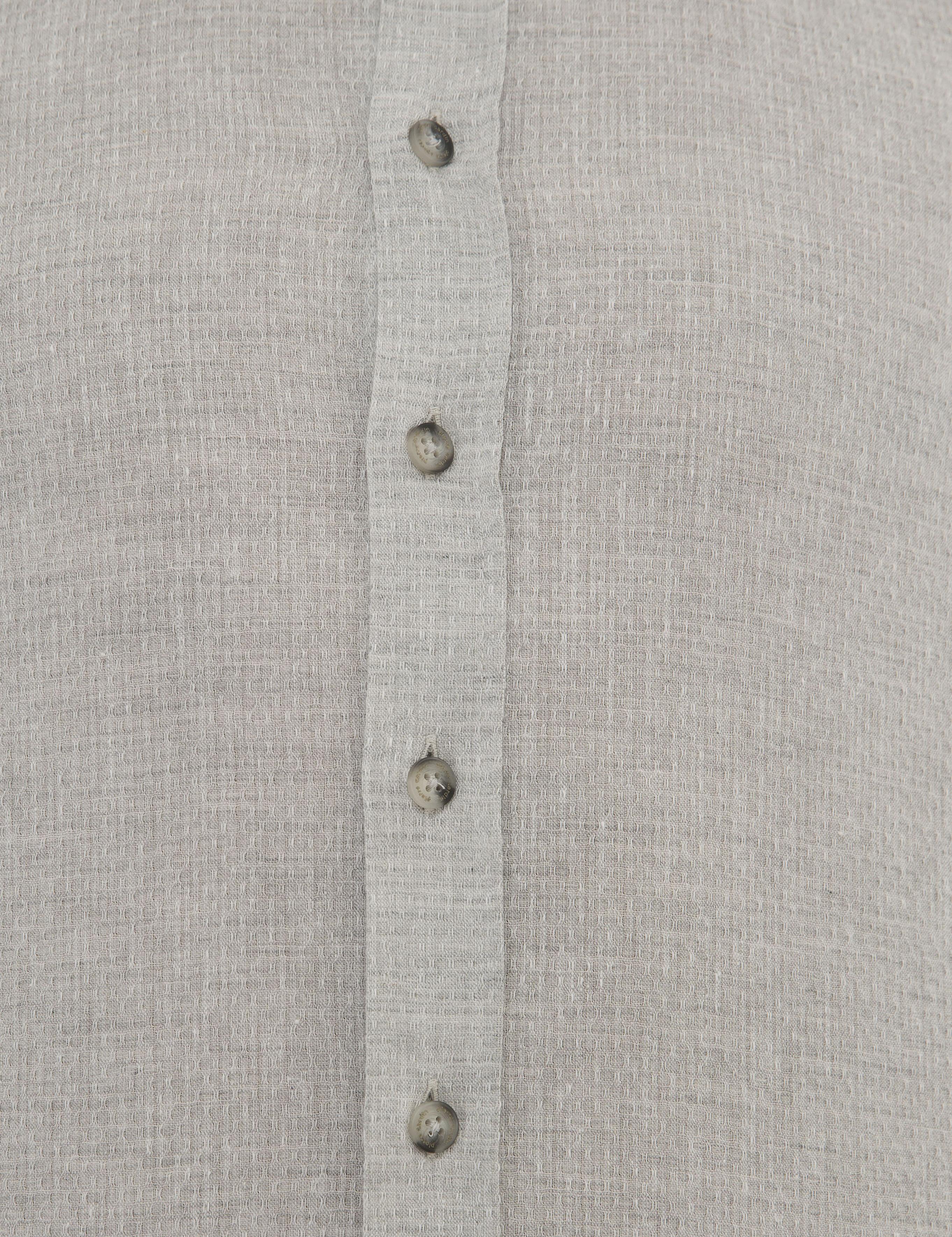 Gri Regular Fit Keten Karışımlı Gömlek