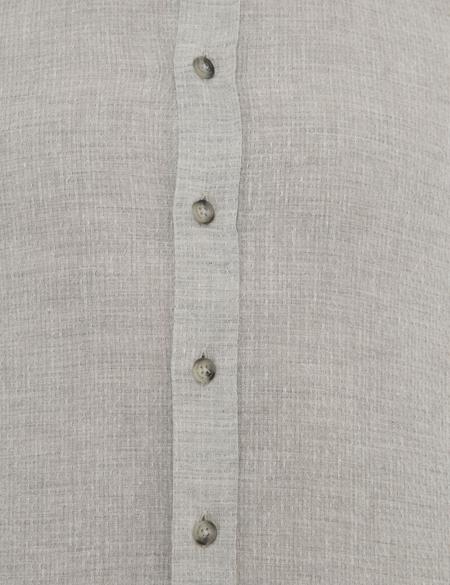 Gri Regular Fit Keten Karışımlı Gömlek - 50220195033