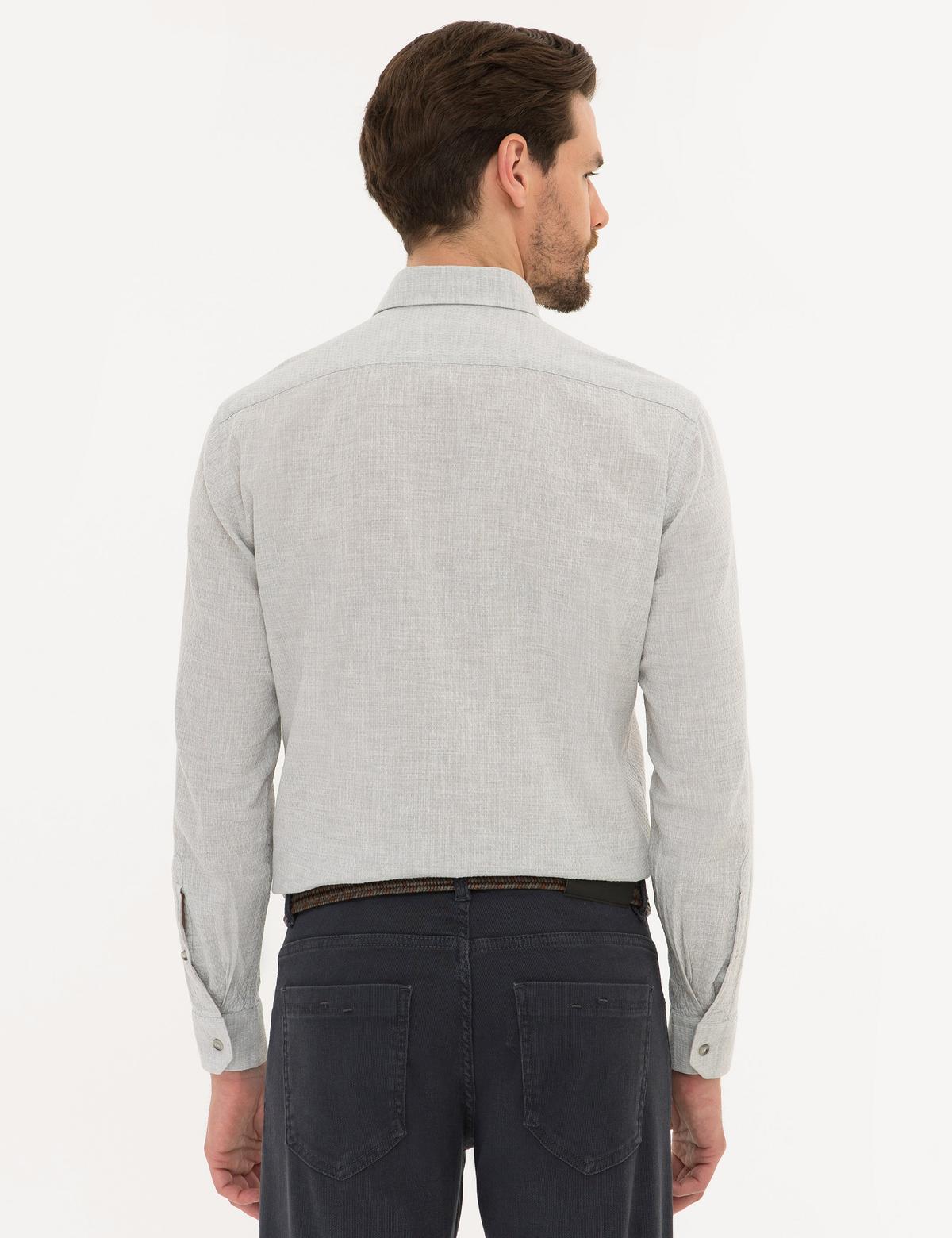 Gri Regular Fit Keten Karışımlı Gömlek - 50220195033