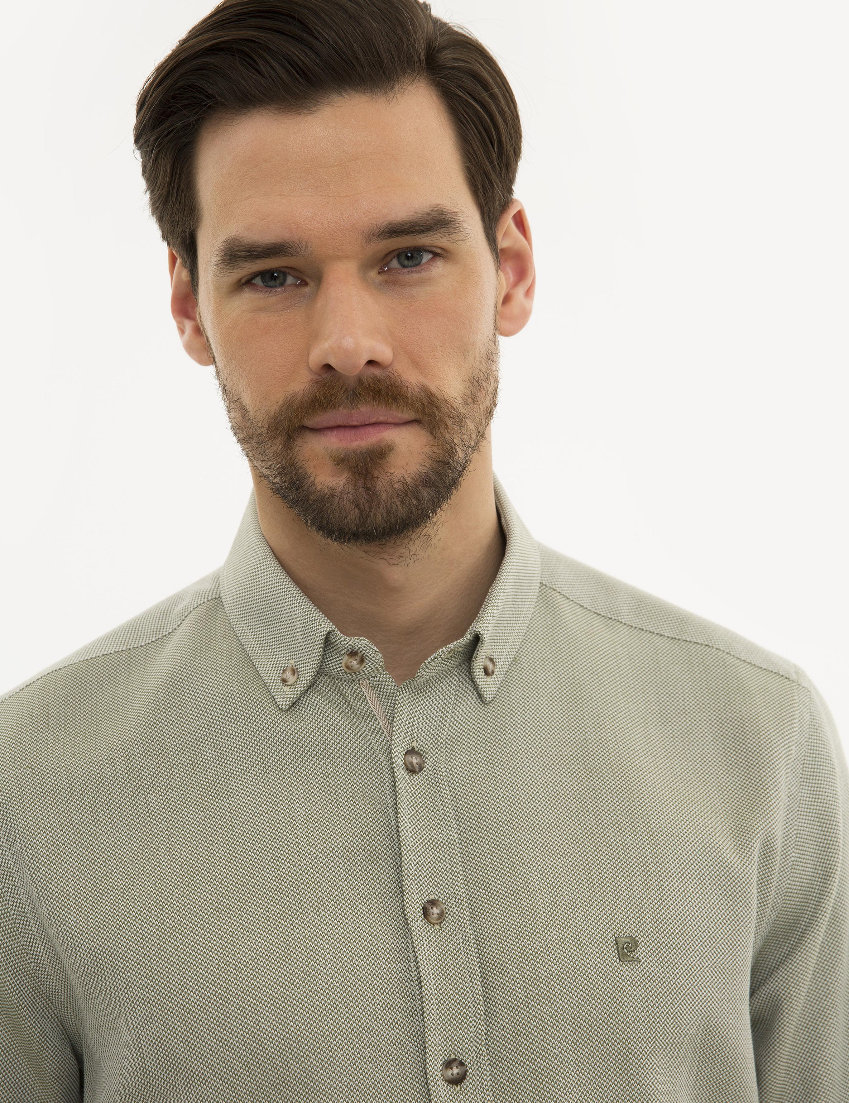 Yeşil Slim Fit Uzun Kollu Gömlek