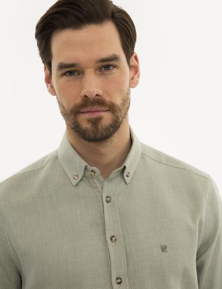 Yeşil Slim Fit Uzun Kollu Gömlek - 50220193089