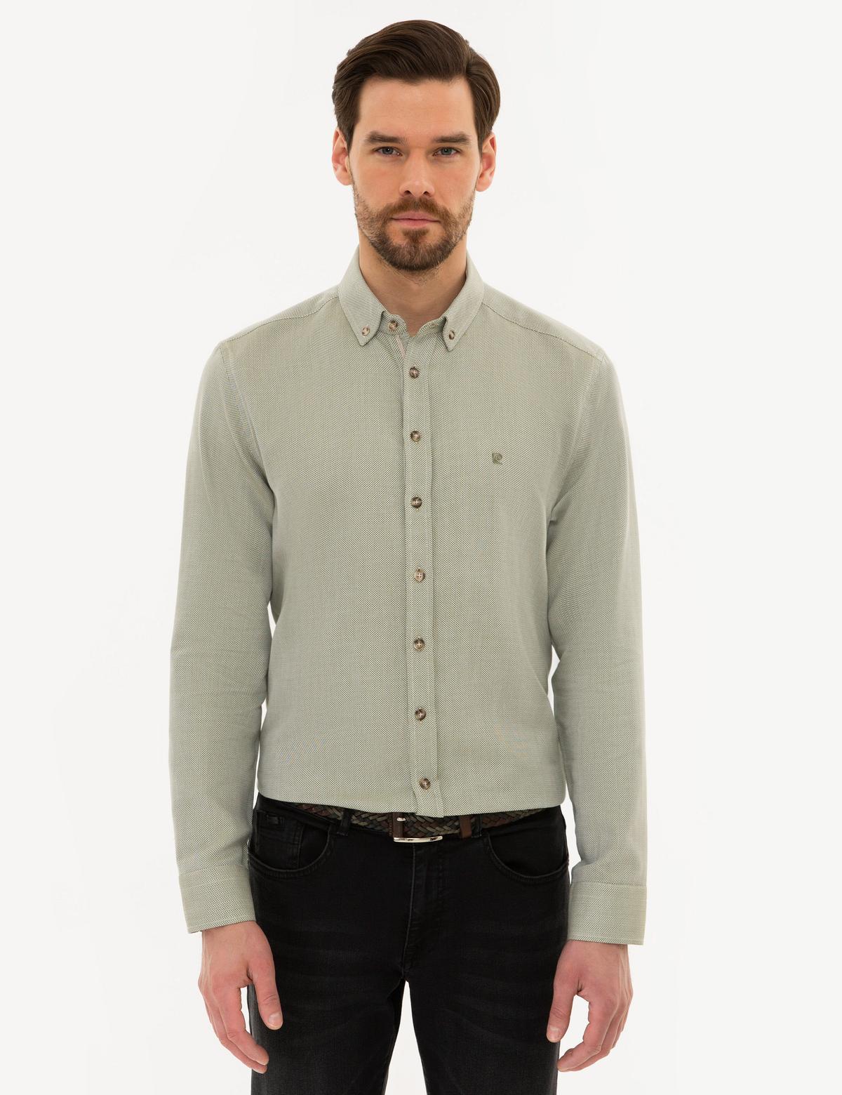 Yeşil Slim Fit Uzun Kollu Gömlek