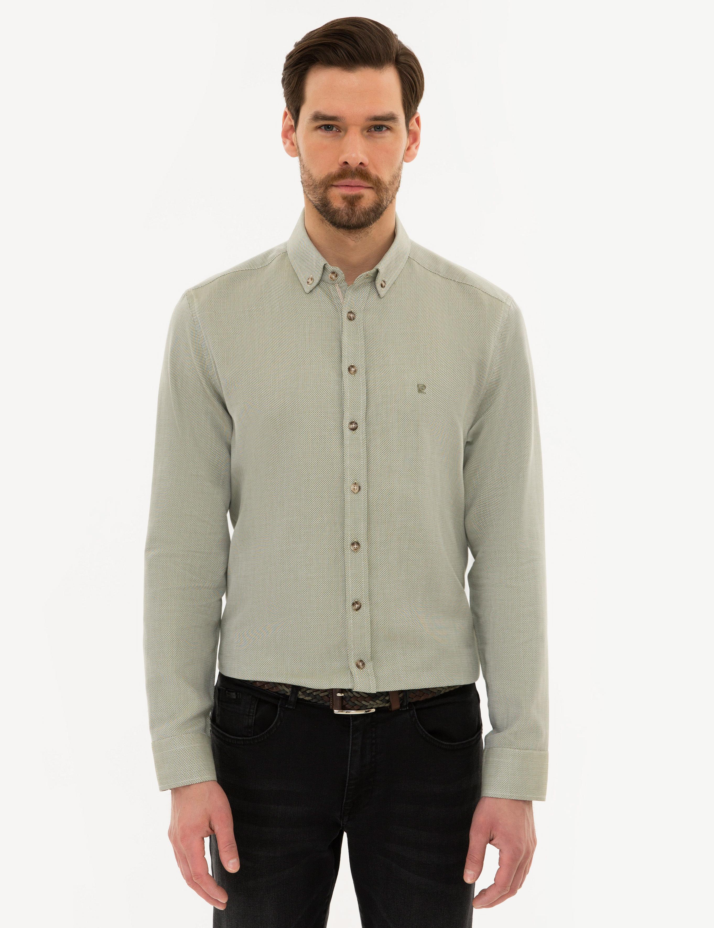 Yeşil Slim Fit Uzun Kollu Gömlek