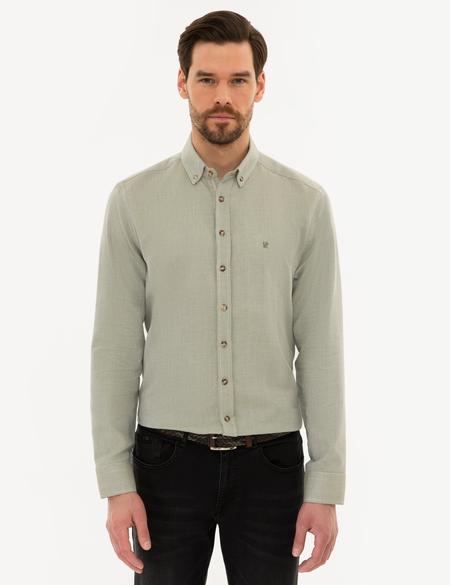 Yeşil Slim Fit Uzun Kollu Gömlek - 50220193089