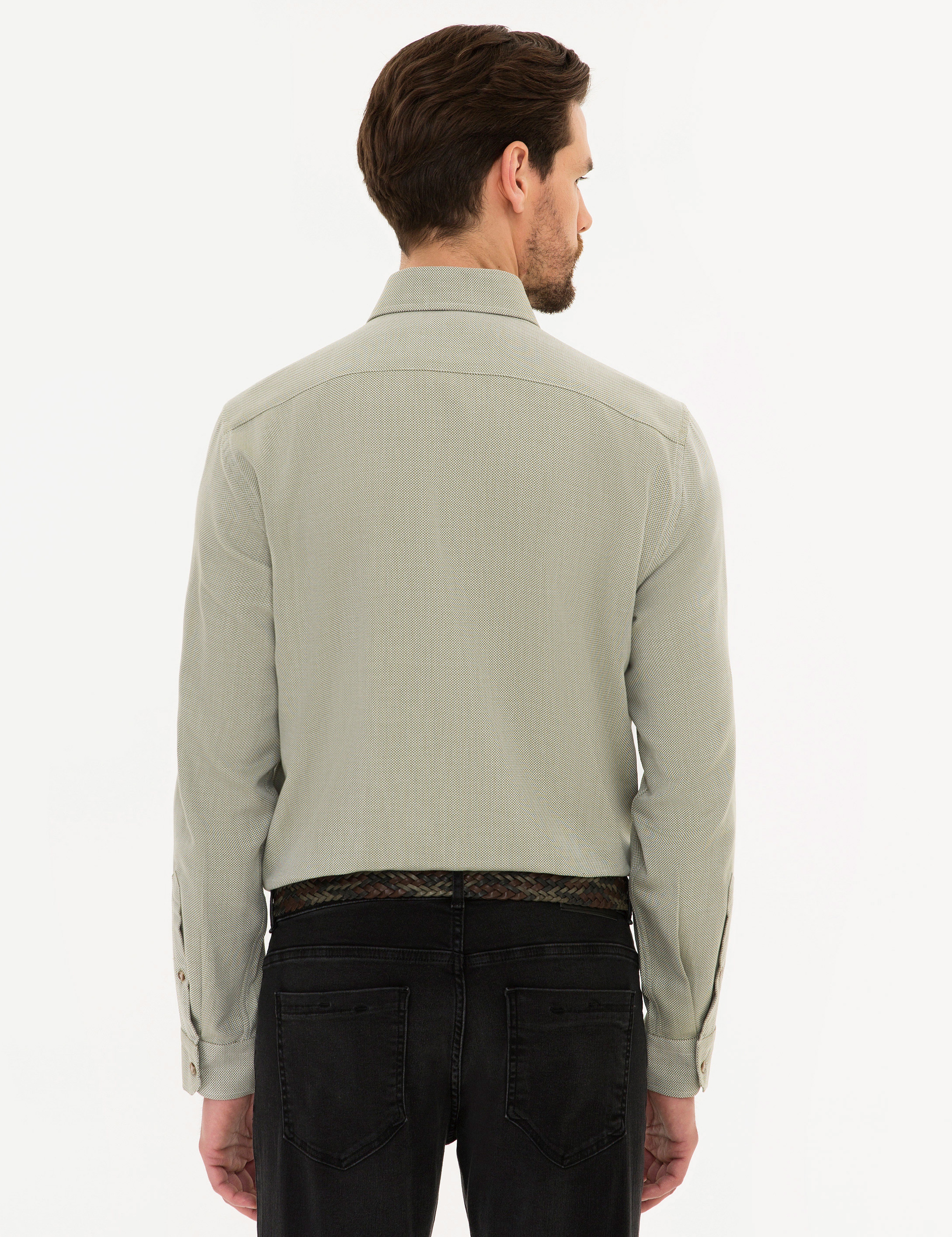 Yeşil Slim Fit Uzun Kollu Gömlek - Image 3