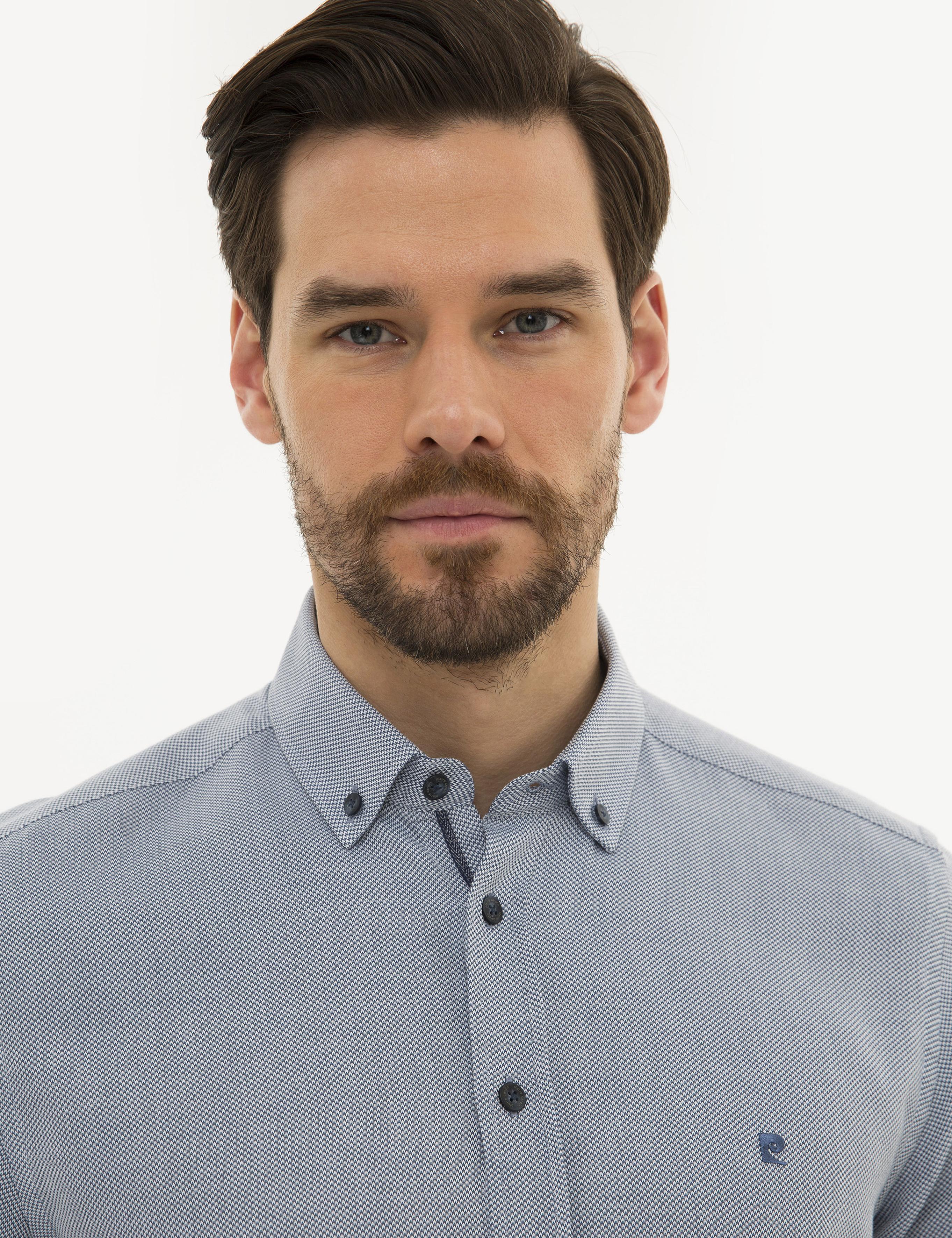 Lacivert Slim Fit Uzun Kollu Gömlek