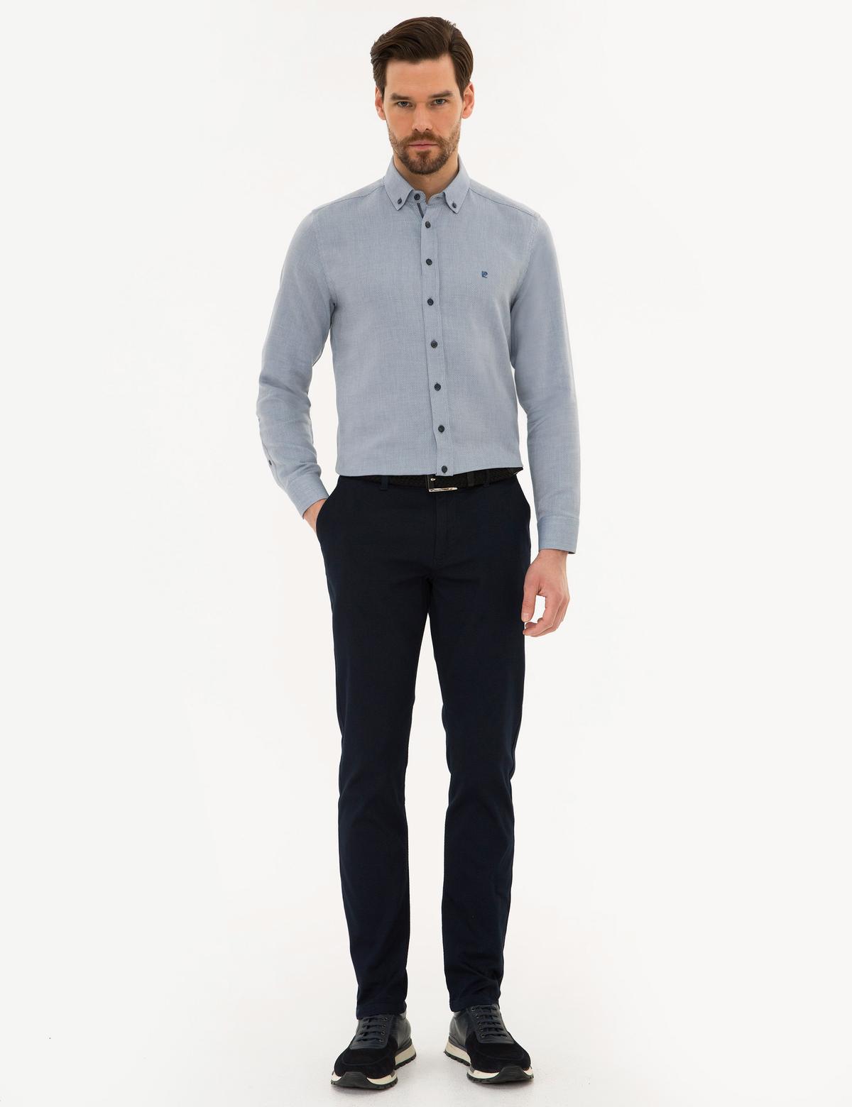 Lacivert Slim Fit Uzun Kollu Gömlek - 50220193117