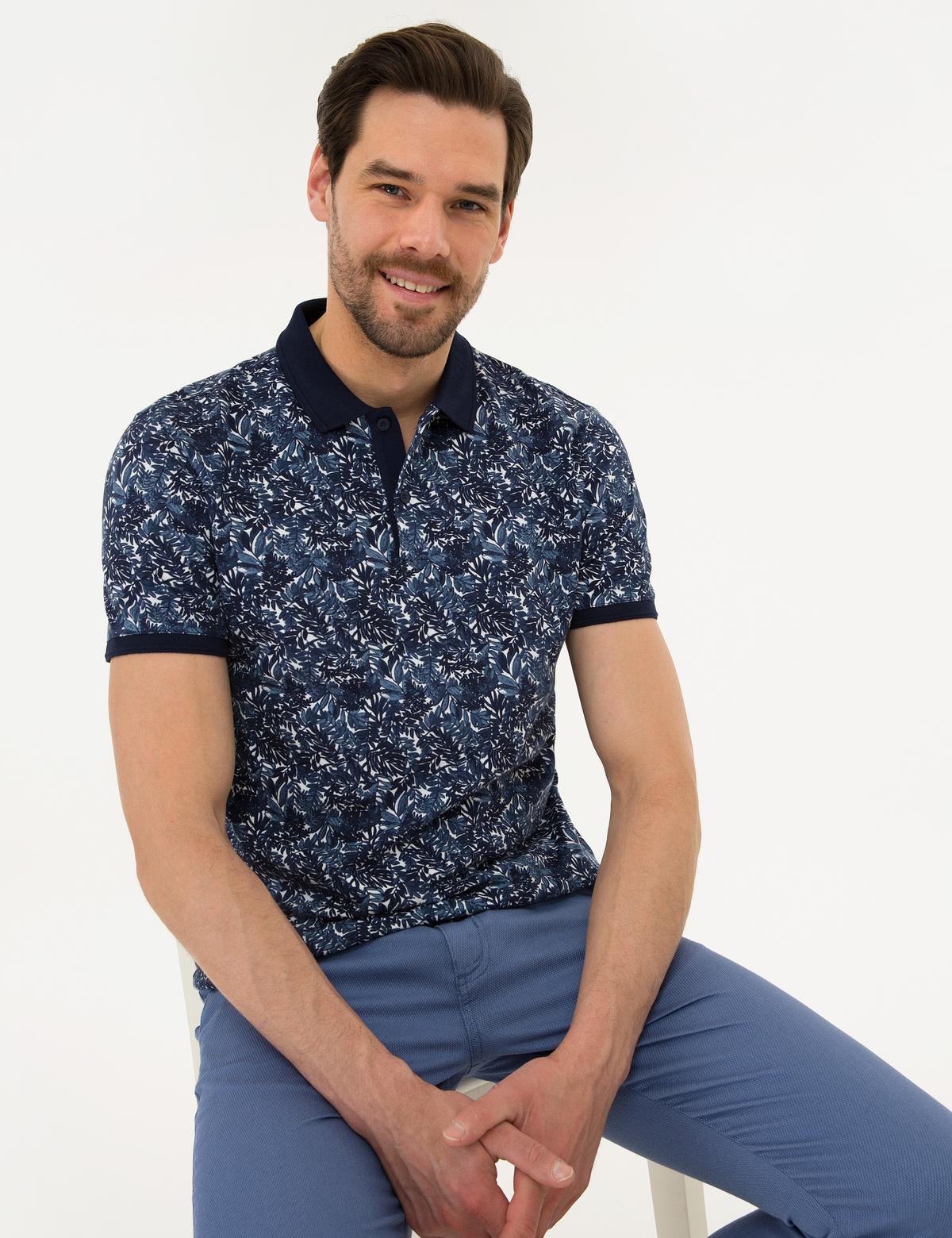 Lacivert Slim Fit Polo Yaka T-Shirt