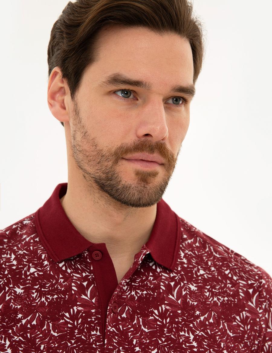 Bordo Slim Fit Polo Yaka T-Shirt