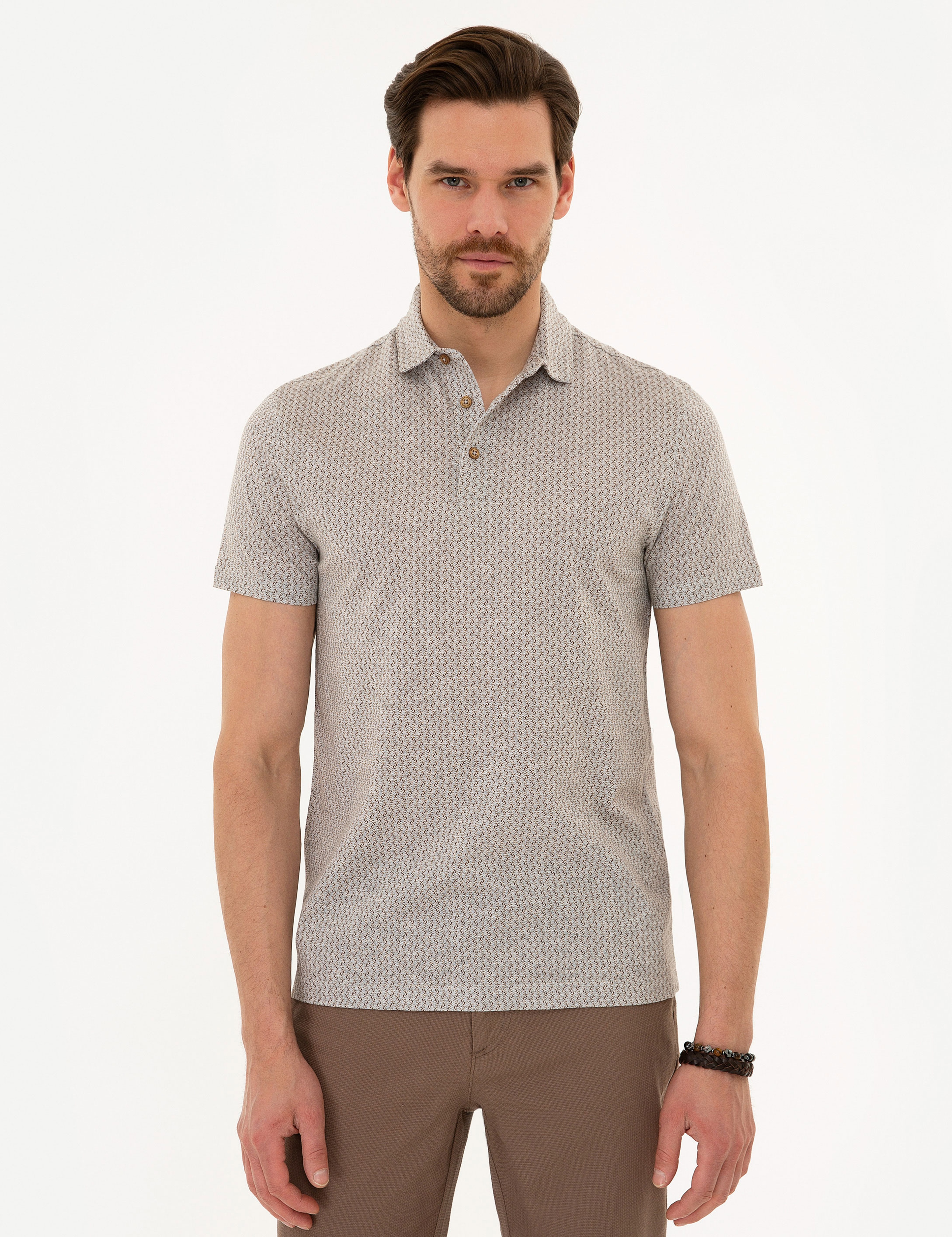 Açık Kahverengi Slim Fit Merserize Polo Yaka T-Shirt - Image 2