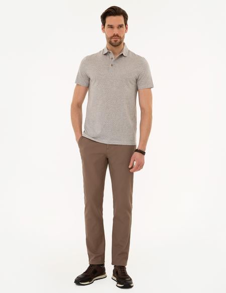 Açık Kahverengi Slim Fit Merserize Polo Yaka Tişört - 50218555006