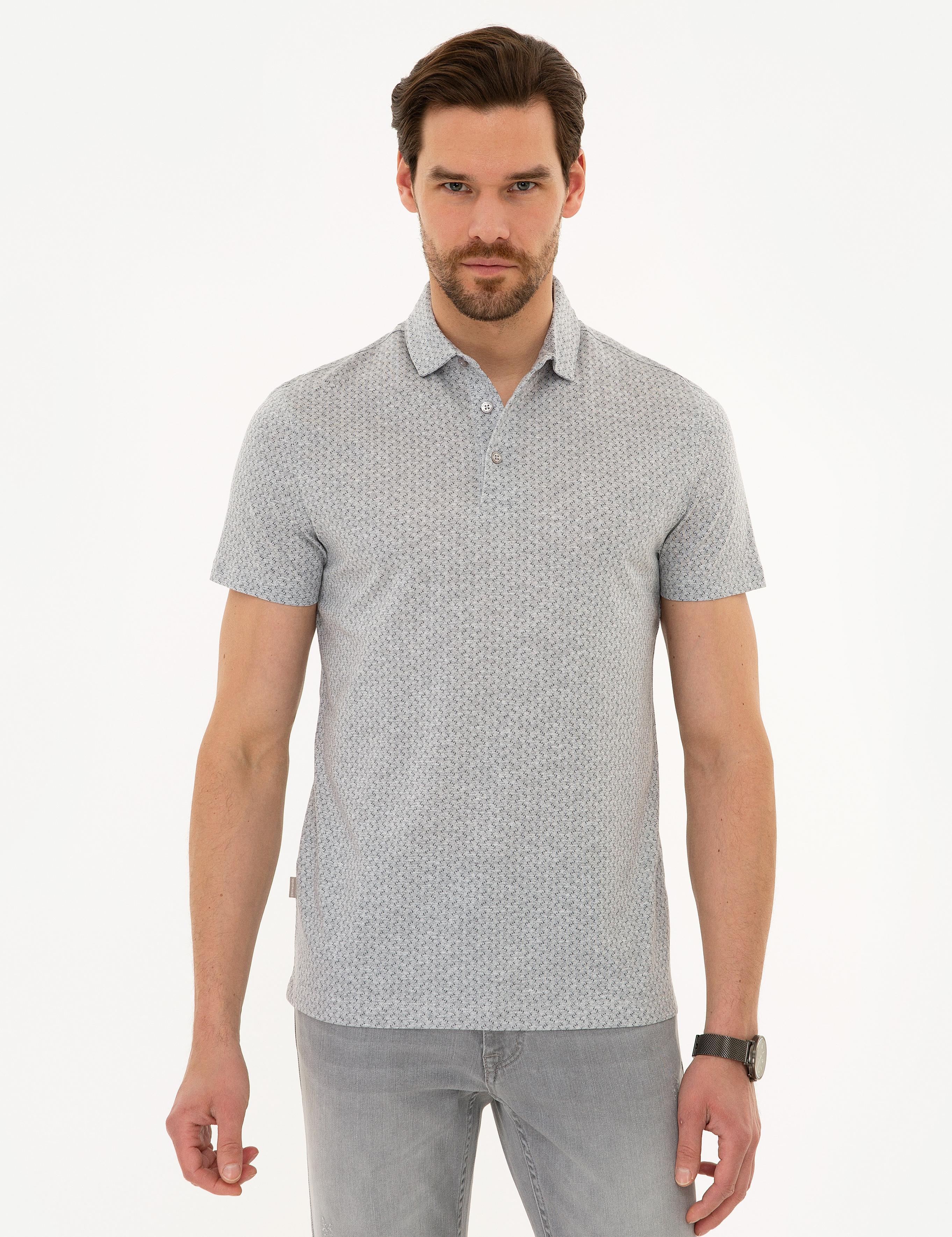 Açık Gri Slim Fit Merserize Polo Yaka Tişört