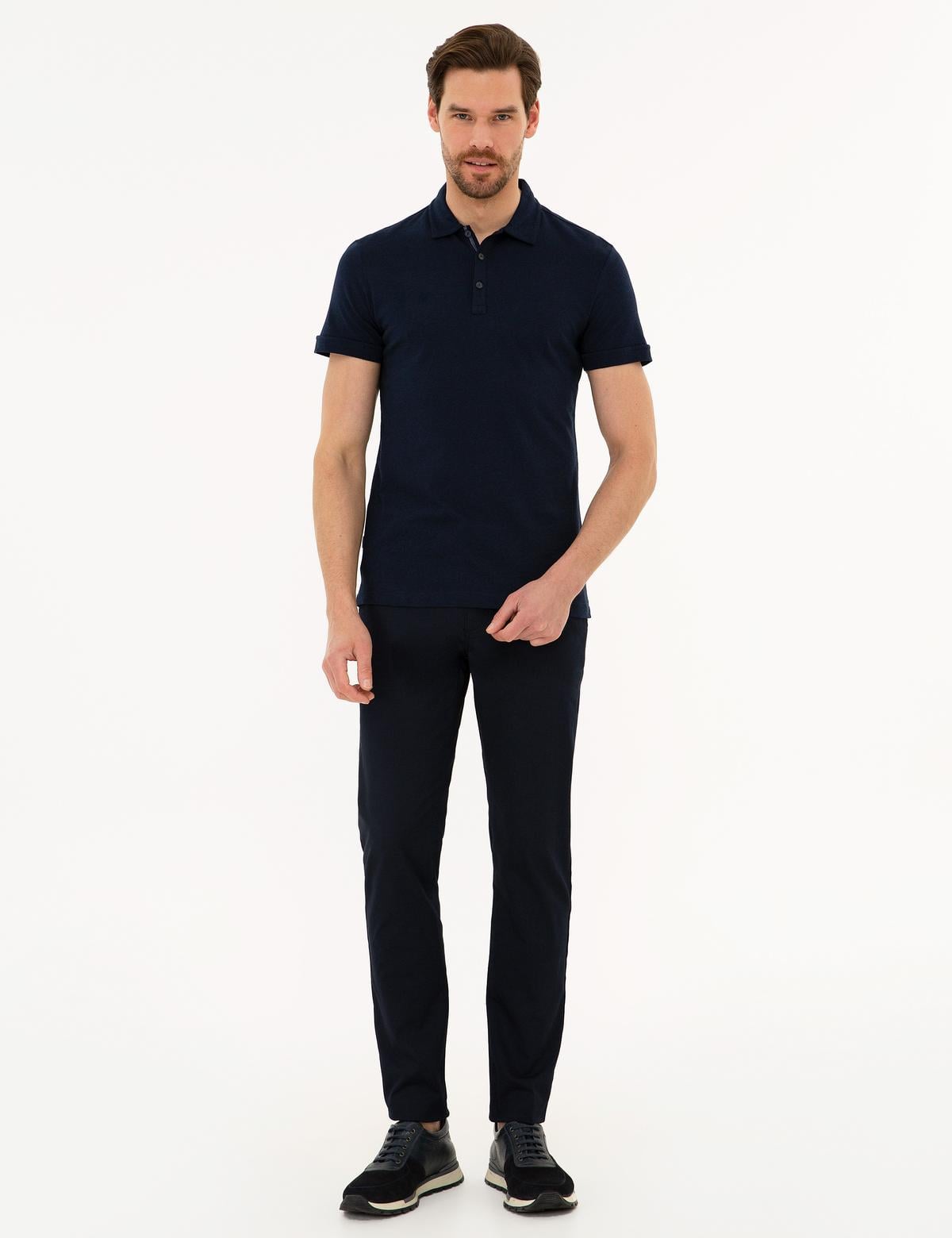 Lacivert Slim Fit Polo Yaka Tişört - 50218579026