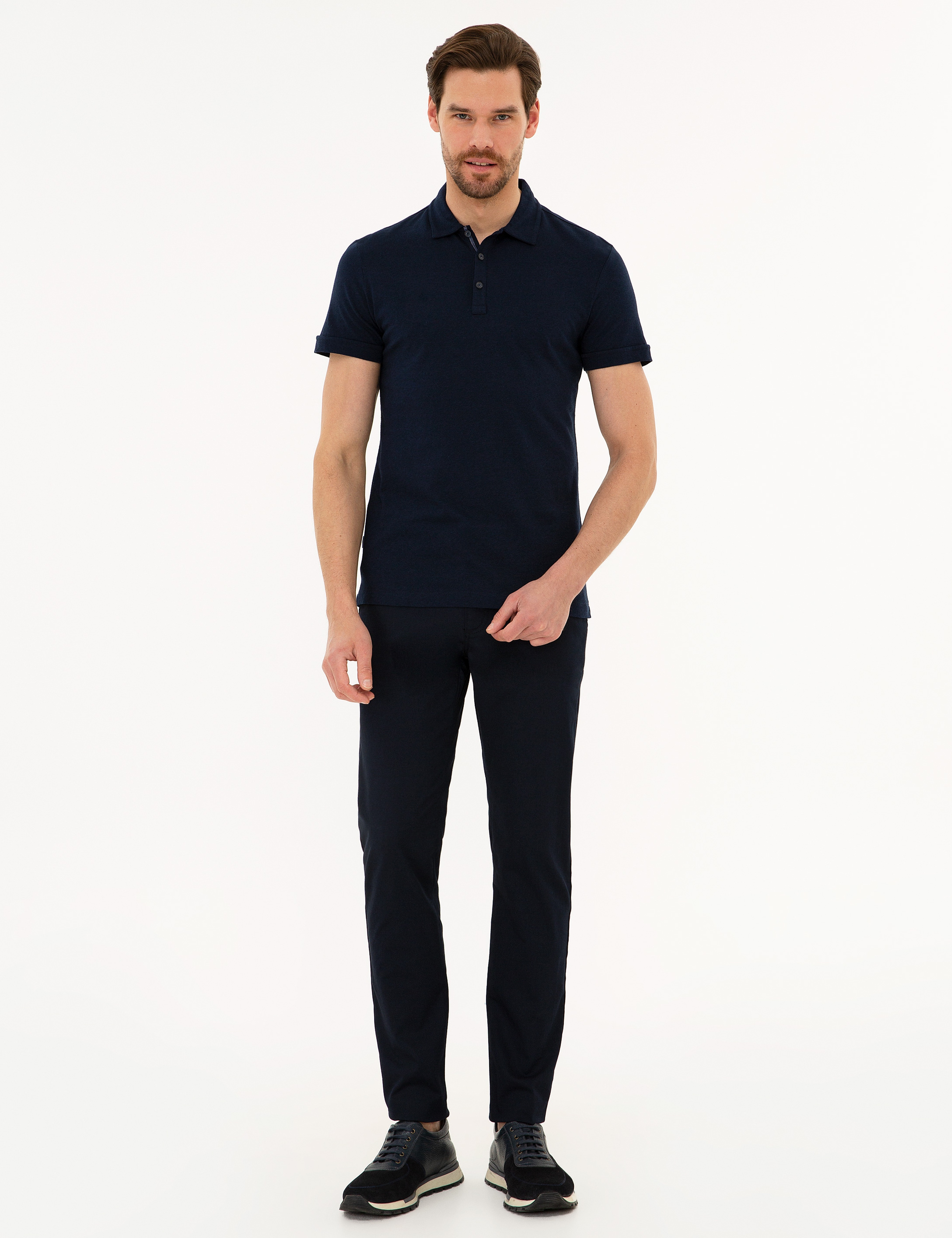 Lacivert Slim Fit Polo Yaka Tişört - Image 4