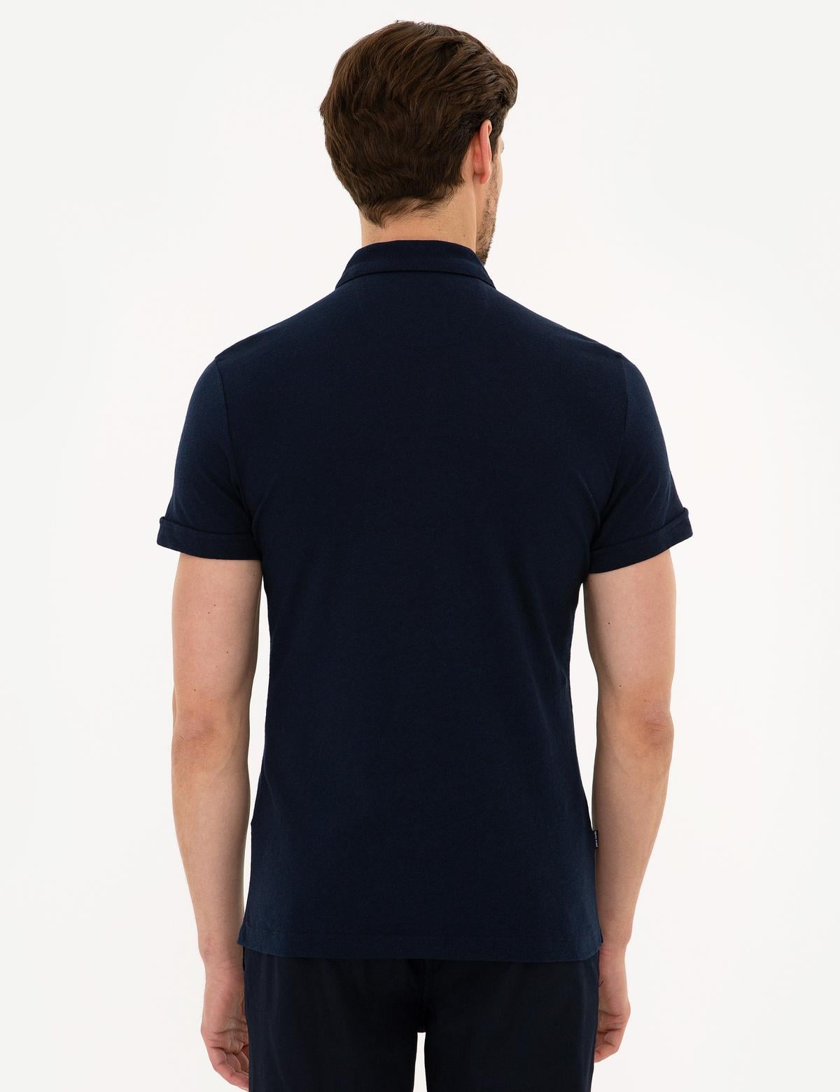 Lacivert Slim Fit Polo Yaka Tişört - 50218579026