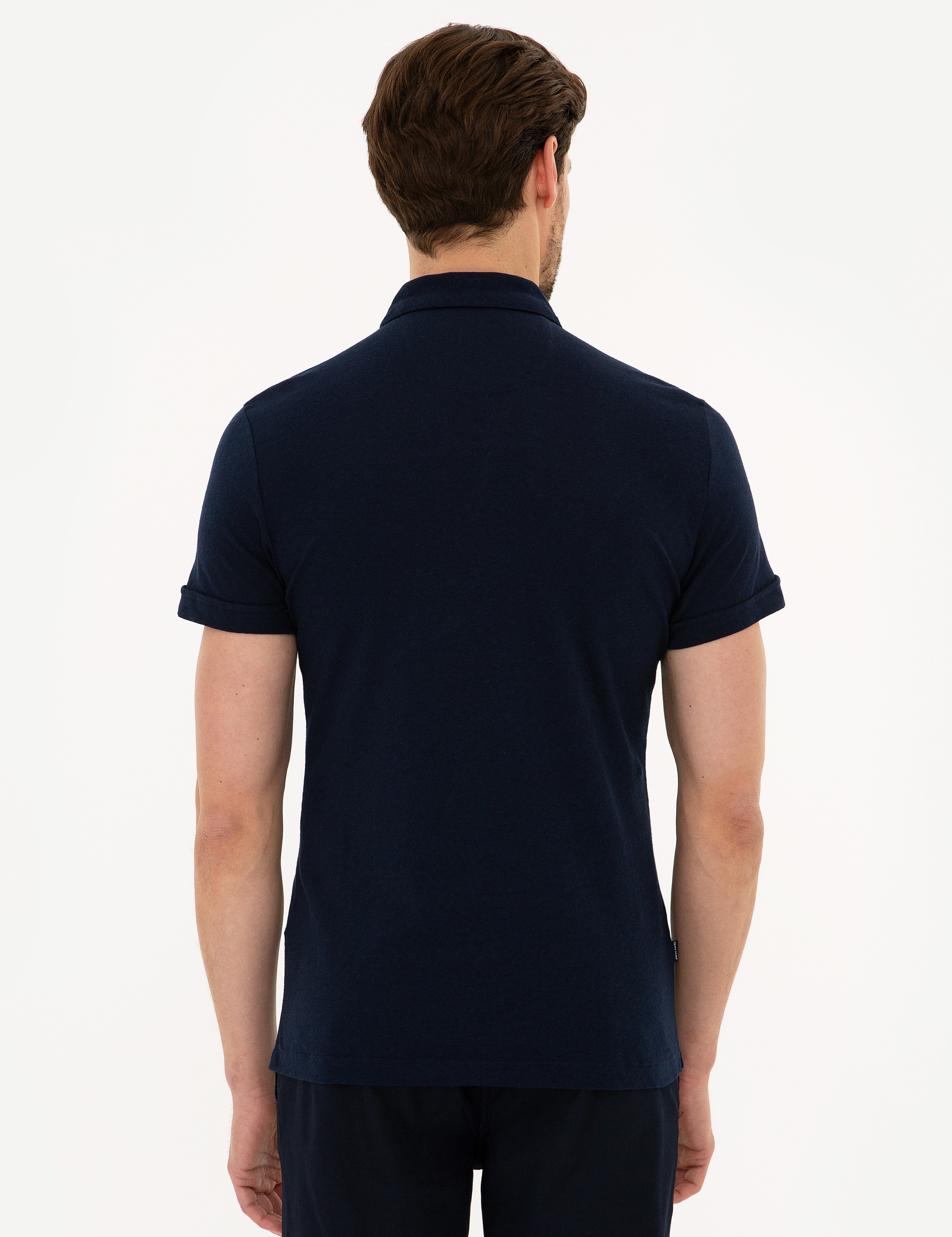 Lacivert Slim Fit Polo Yaka Tişört - Image 3