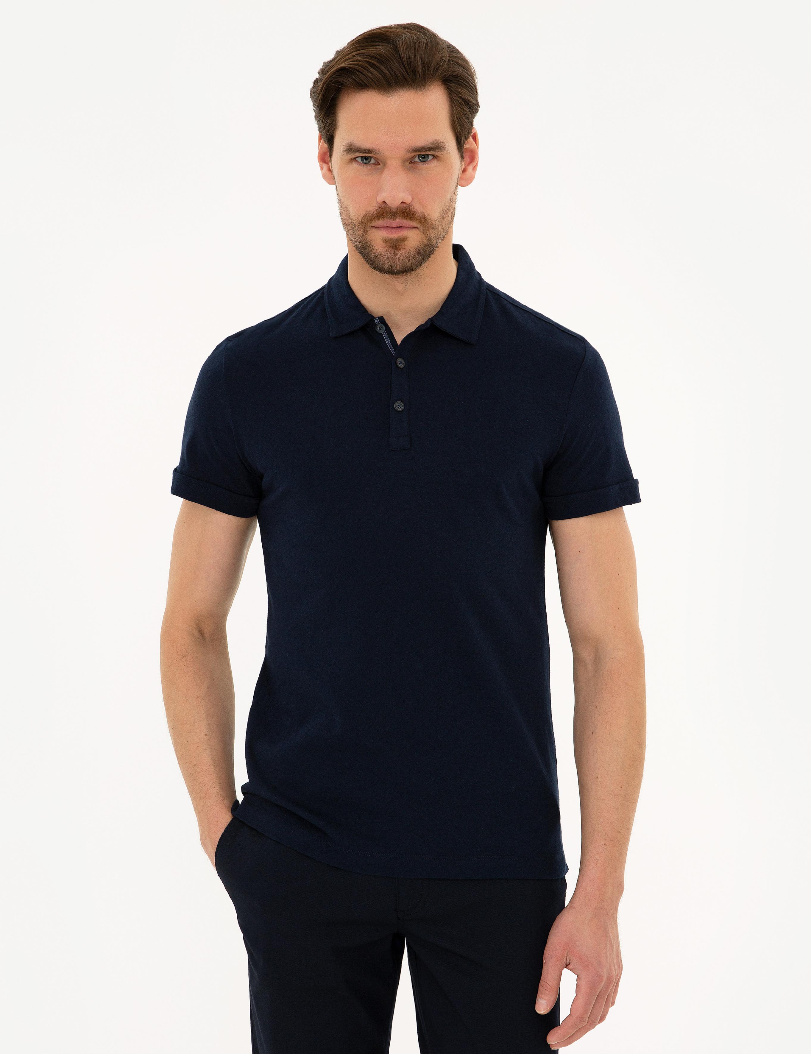 Lacivert Slim Fit Polo Yaka Tişört