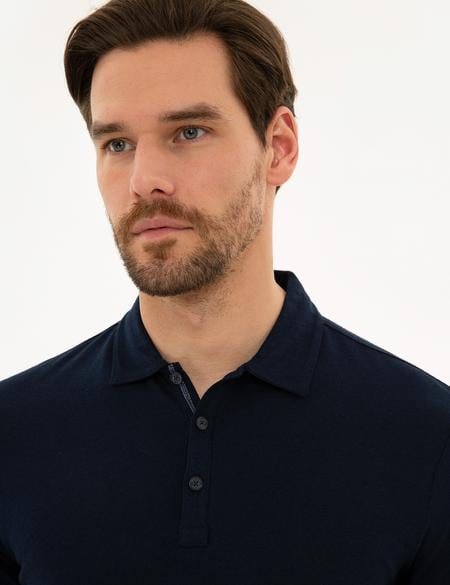 Lacivert Slim Fit Polo Yaka Tişört - 50218579026