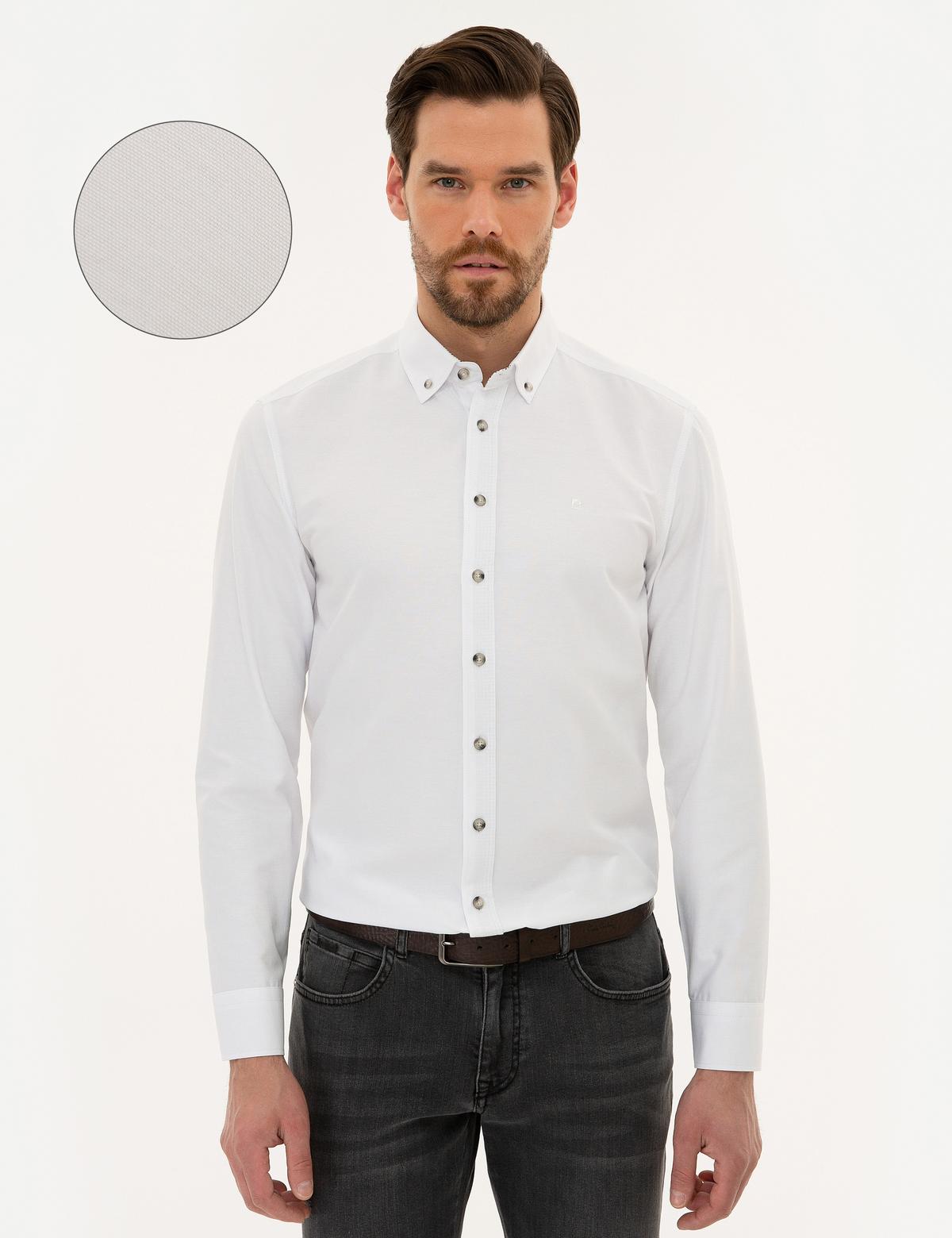 Beyaz Slim Fit Oxford Gömlek