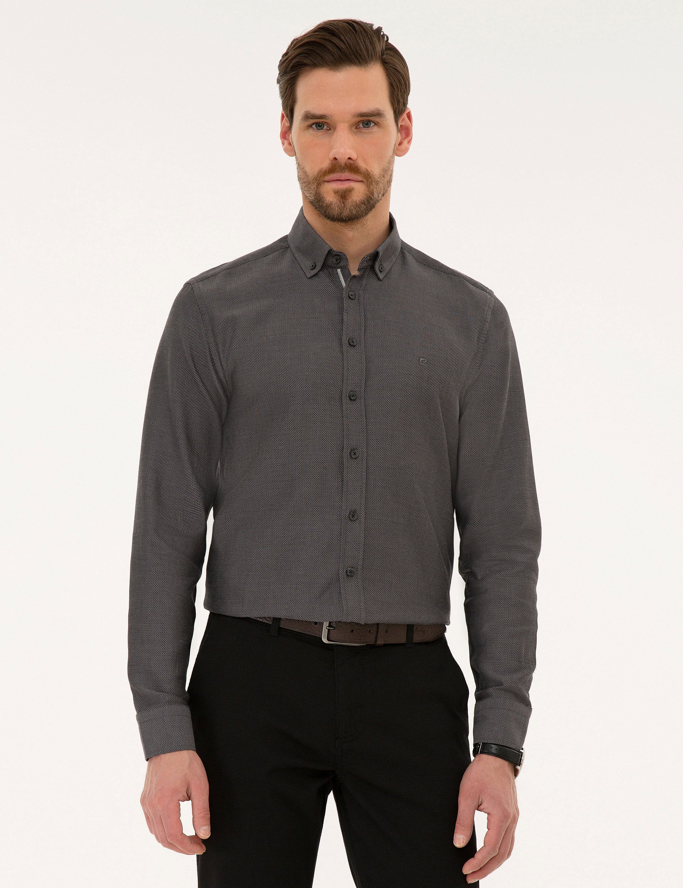 Siyah Slim Fit Uzun Kollu Gömlek