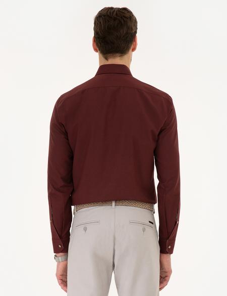 Bordo Slim Fit Uzun Kollu Gömlek - 50219310067