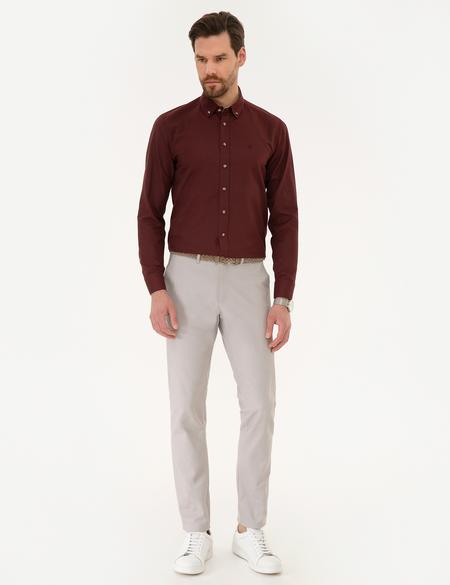 Bordo Slim Fit Uzun Kollu Gömlek - 50219310067