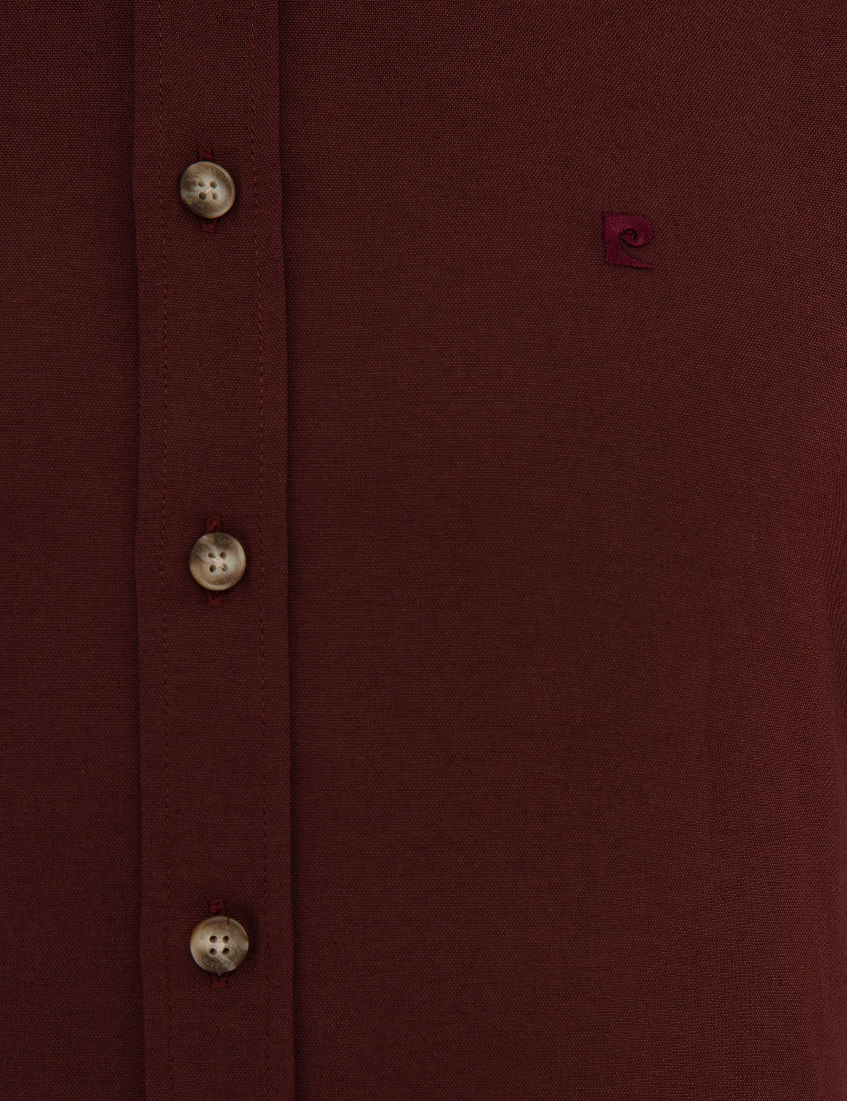Bordo Slim Fit Uzun Kollu Gömlek
