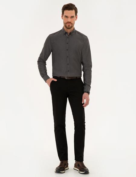 Siyah Slim Fit Uzun Kollu Gömlek - 50220193106