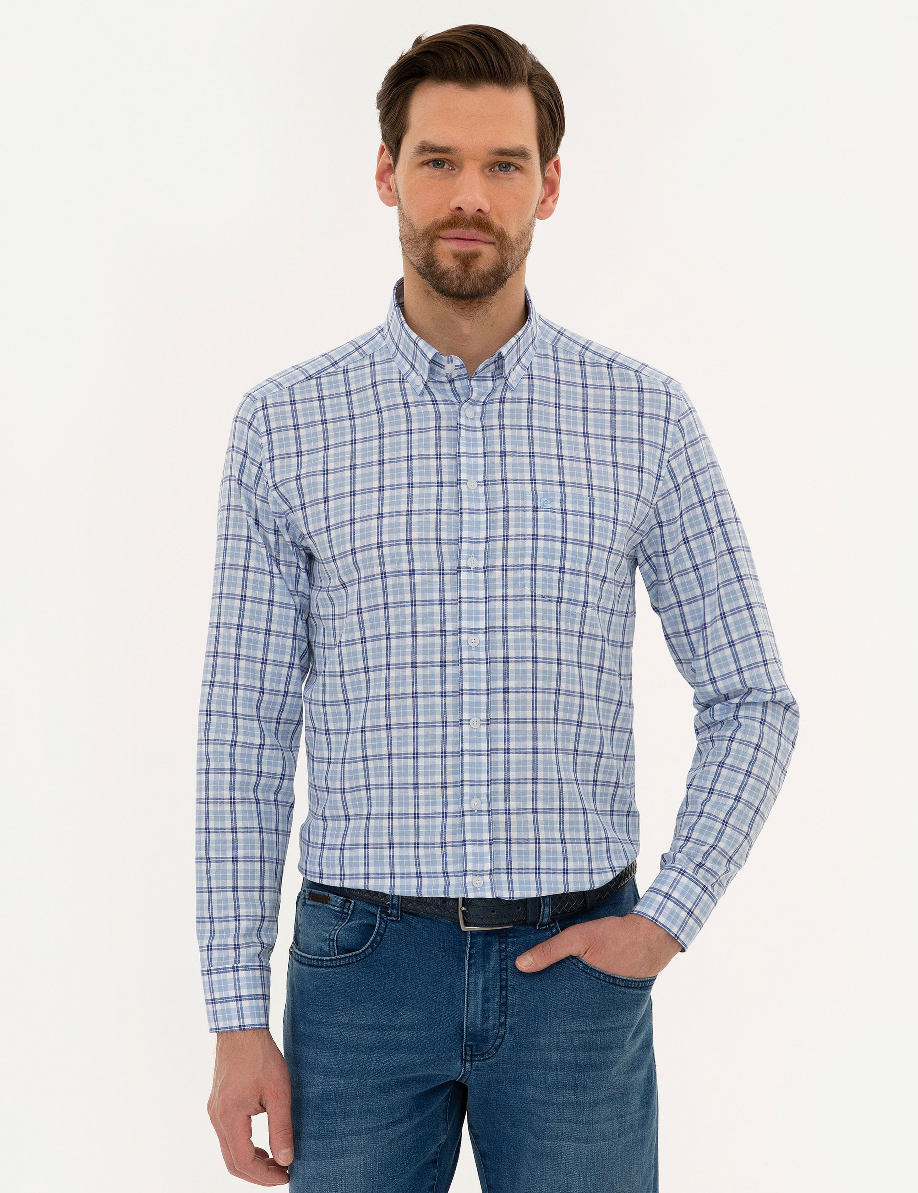 Açık Mavi Regular Fit Uzun Kollu Gömlek - Image 1