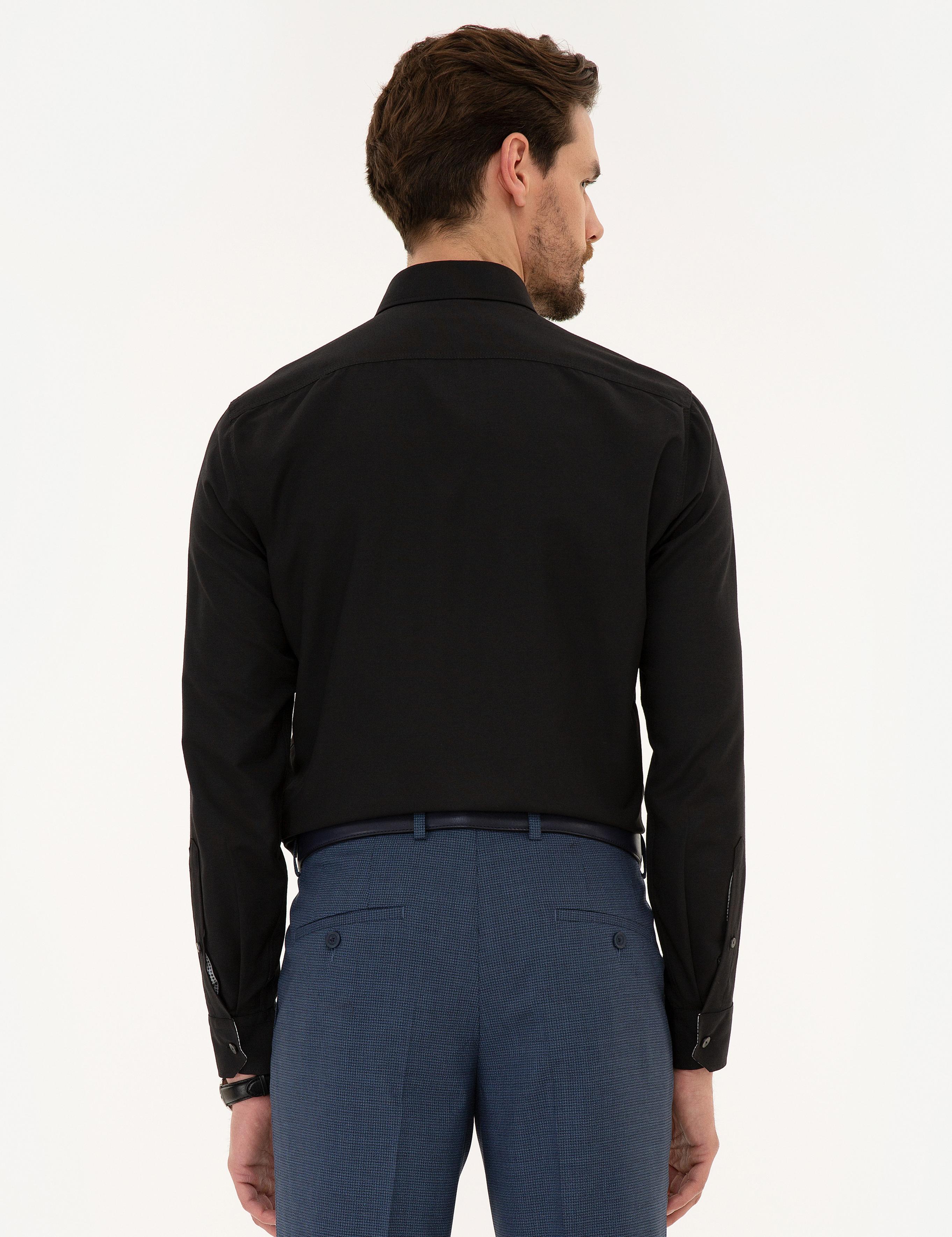 Siyah Slim Fit Oxford Gömlek